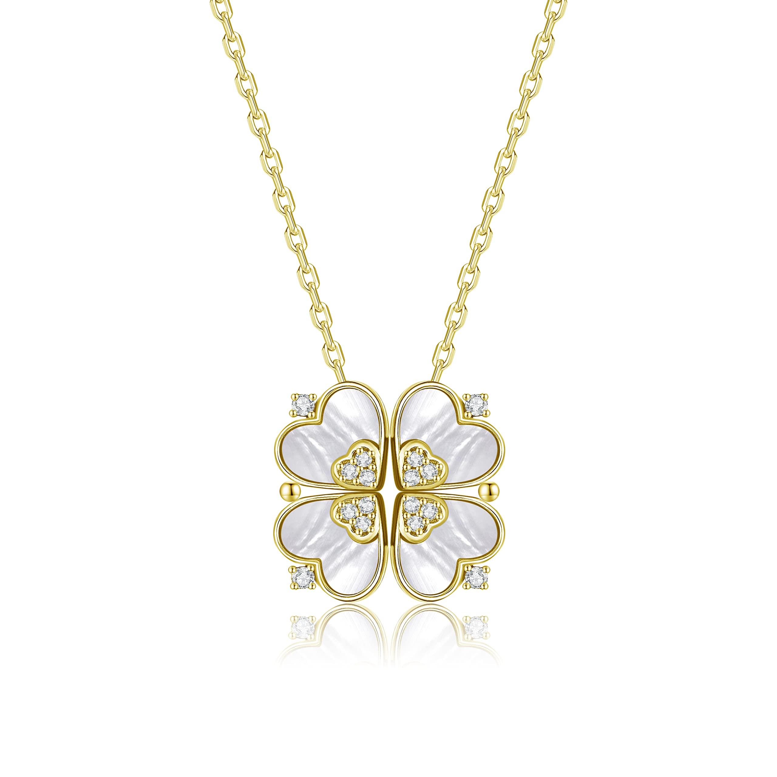 Naszyjnik damski Clover Heart Pendant 925 Sterling Silver Biżuteria damska Oryginalne pomysły na prezent dla niej, Dzień Matki Urodziny Rocznica Boże Narodzenie Pomysł na prezent Walentynki