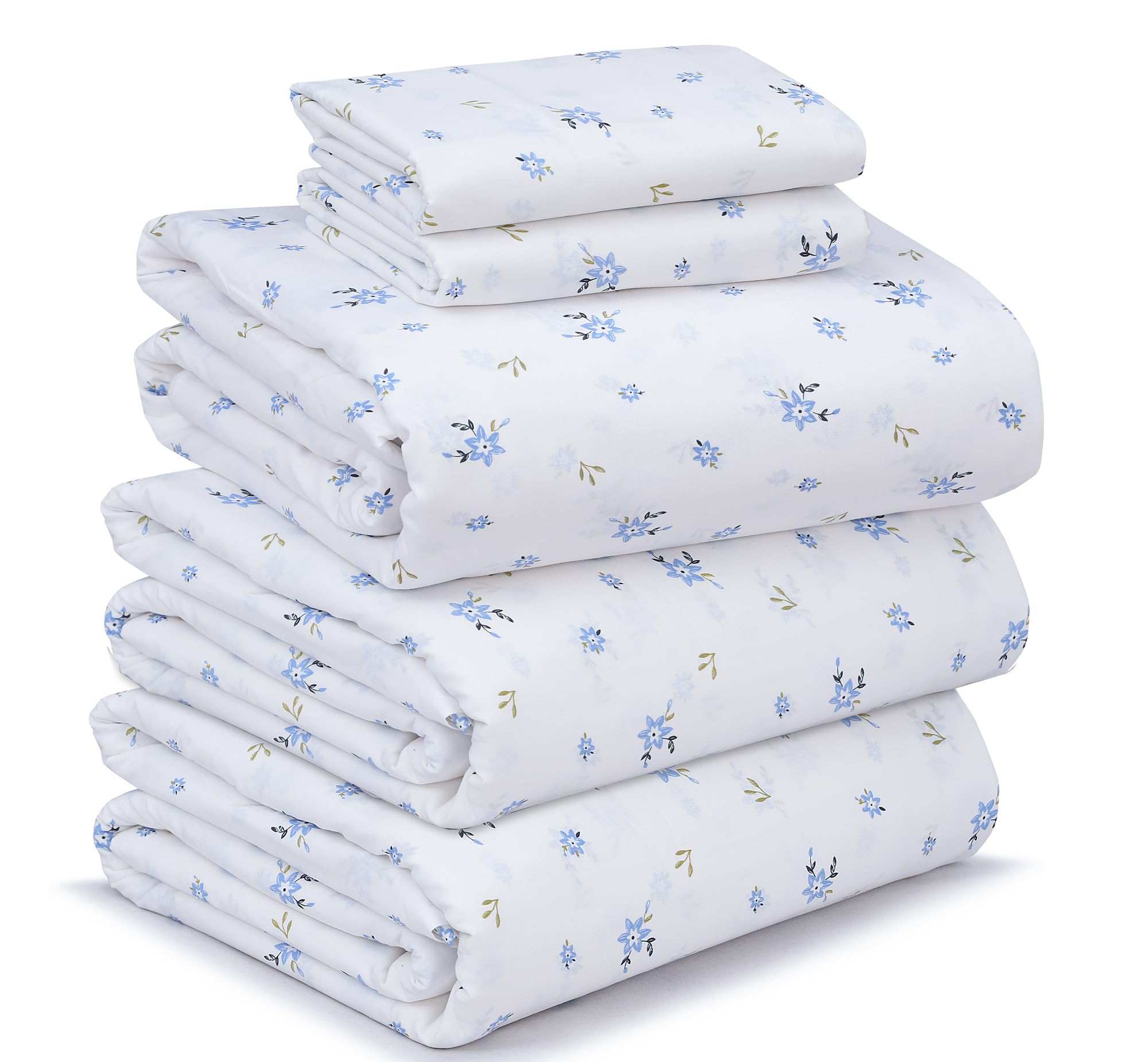 RUVANTI 100% Cotton Split King Sheets, Percale Sheet Set, Phulkari