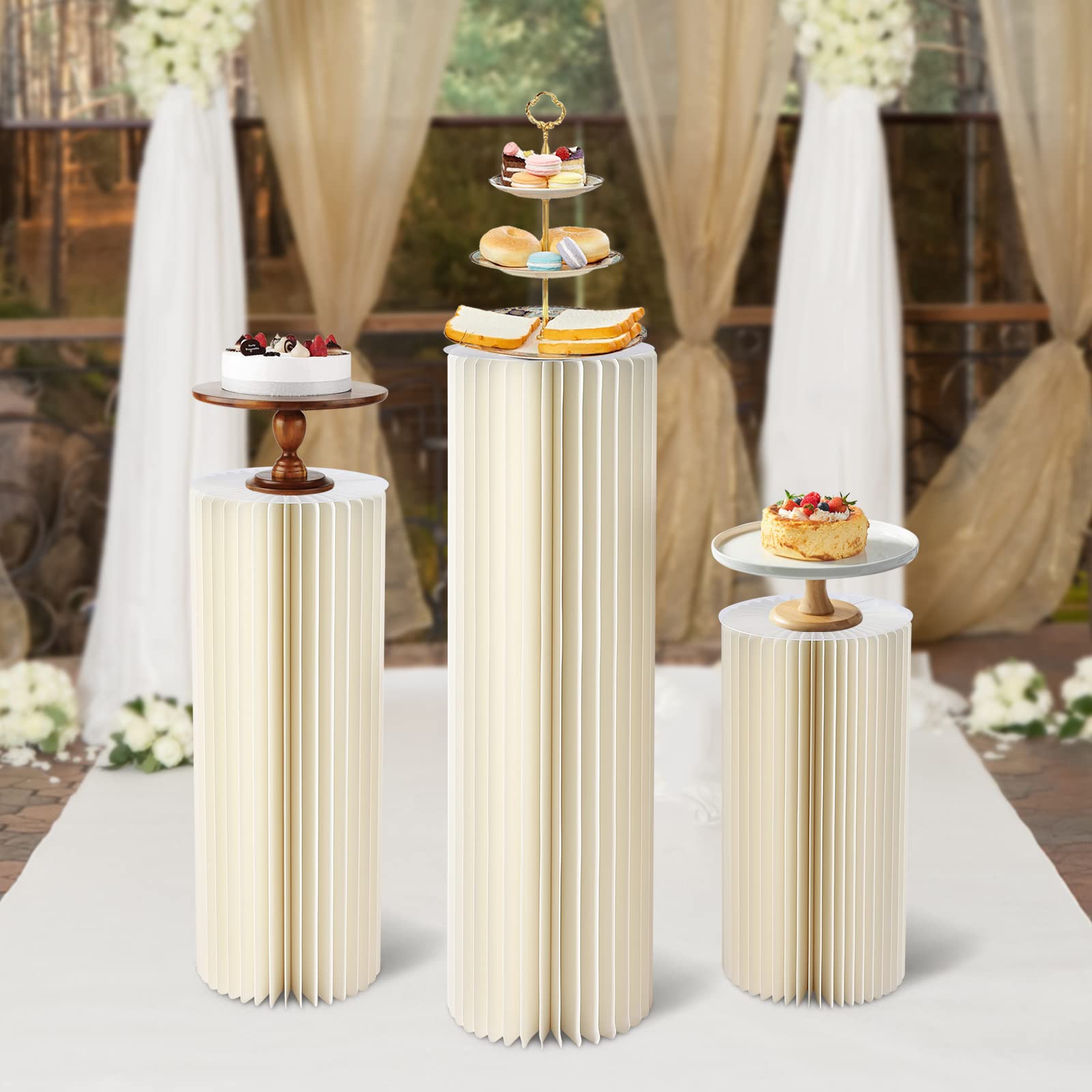 Centrepieces - Centrepieces per tavoli, 60 cm + 80 cm + 100 cm, supporto alto per fiori, matrimoni, feste, centrepieces, supporto a colonna per decorazioni per la casa, 3 pezzi