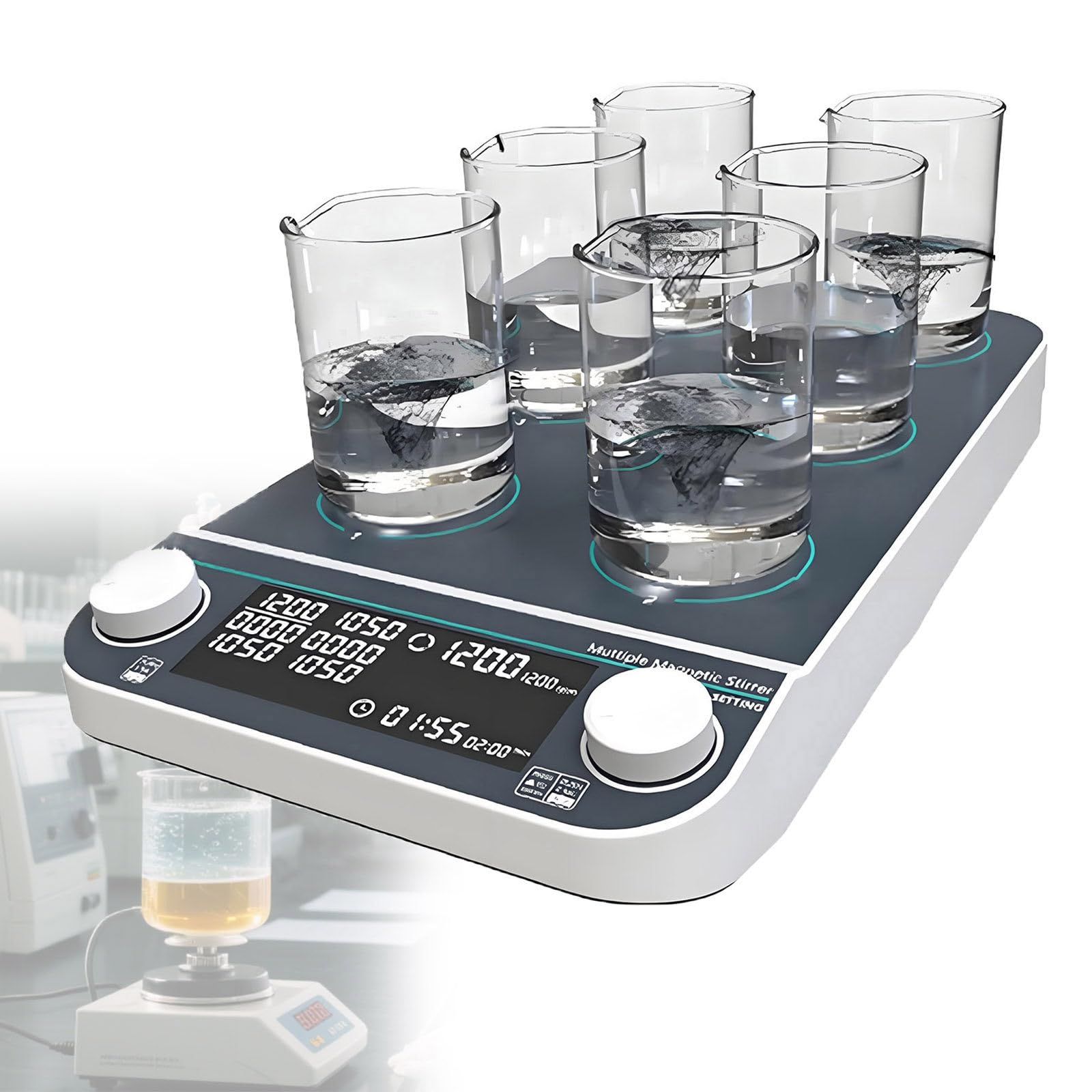 MMS6 - Agitador magnético de laboratorio, mezclador magnético multiposición, agitador de calefacción de gran capacidad para investigación y laboratorio escolar, MMS6