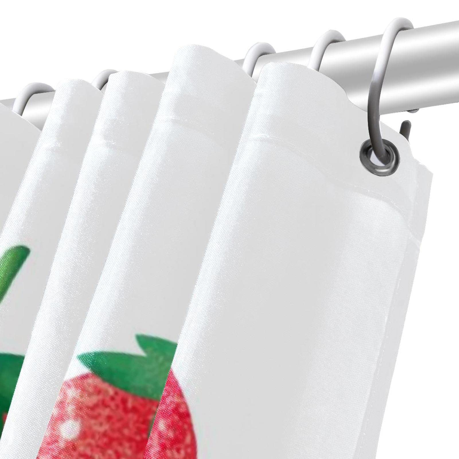 Tenda Da Doccia Con Fragole Per Bagno – Floreale Con Frutta 183x183 Cm – Tessuto Impermeabile Con 12 Ganci - 3