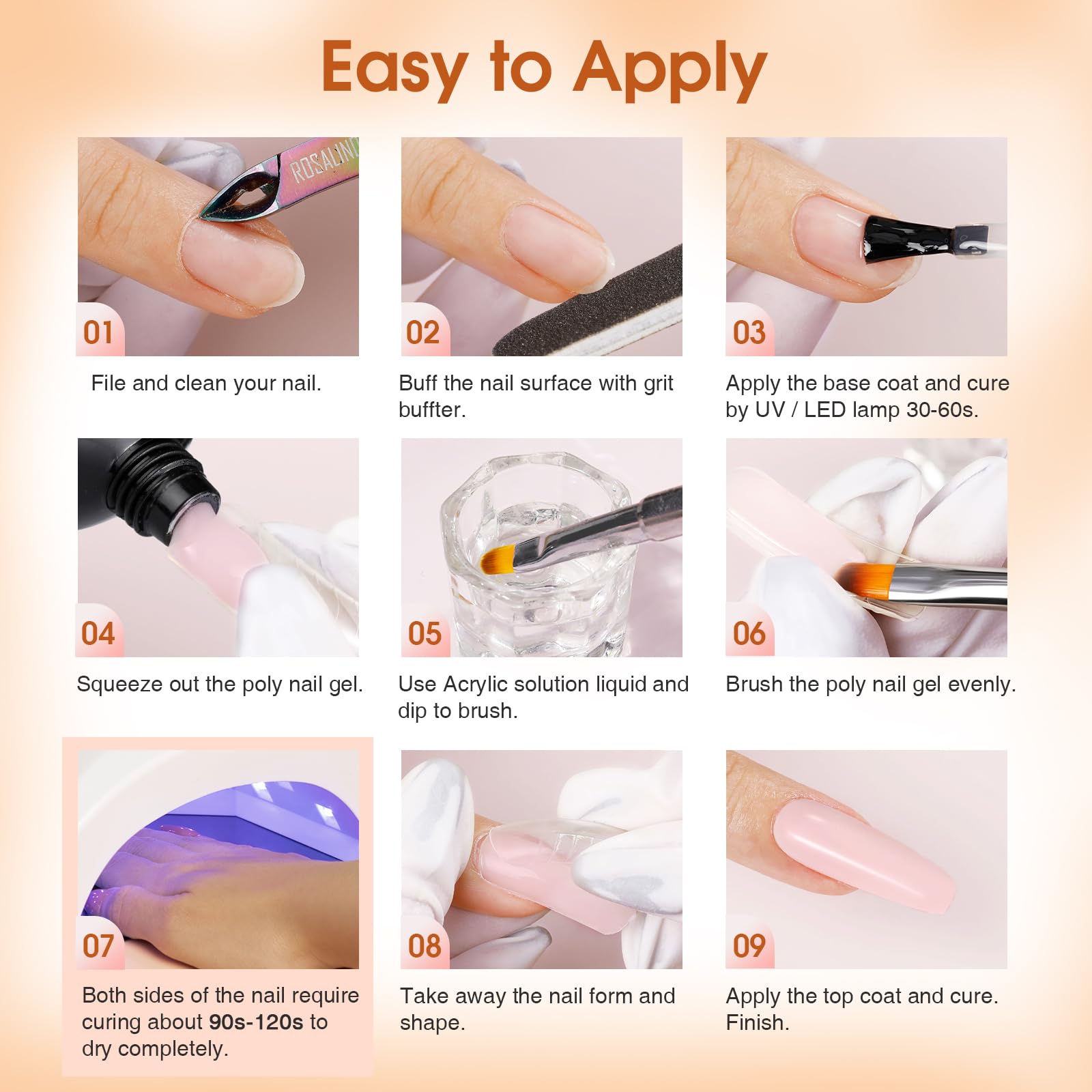 ROSALIND Kit Uñas de Gel, Gel Uñas Set con Lima Eléctrica Uñas/48W UV Lámpara, 14 Colores Geles de Extensión Completo con Base Top Coat, Nail Extention para Principiantes