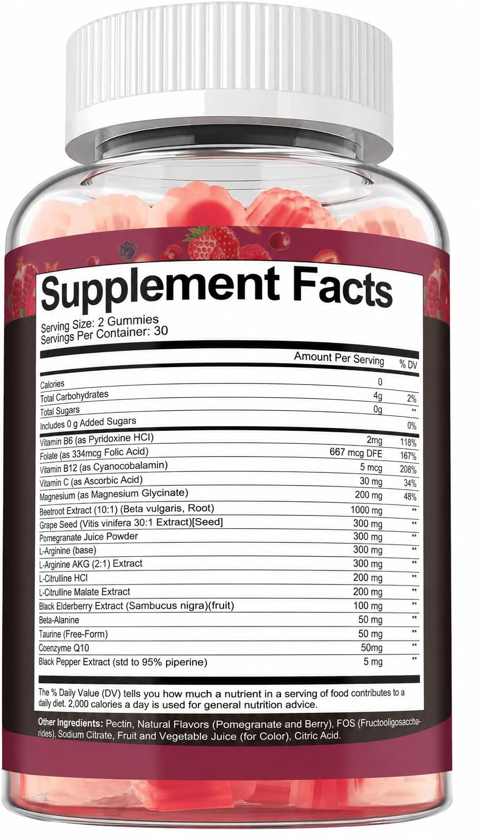 (2 Packs) Beet Root Gummies 3050MG - Nitric Oxide Booster with Grape Seed, Pomegranate - Beetroot Supplement for Blood Pressure & Cardiovascular Support, Heart Health, Circulation, Vegan, Sugar Free — Amazon image 8