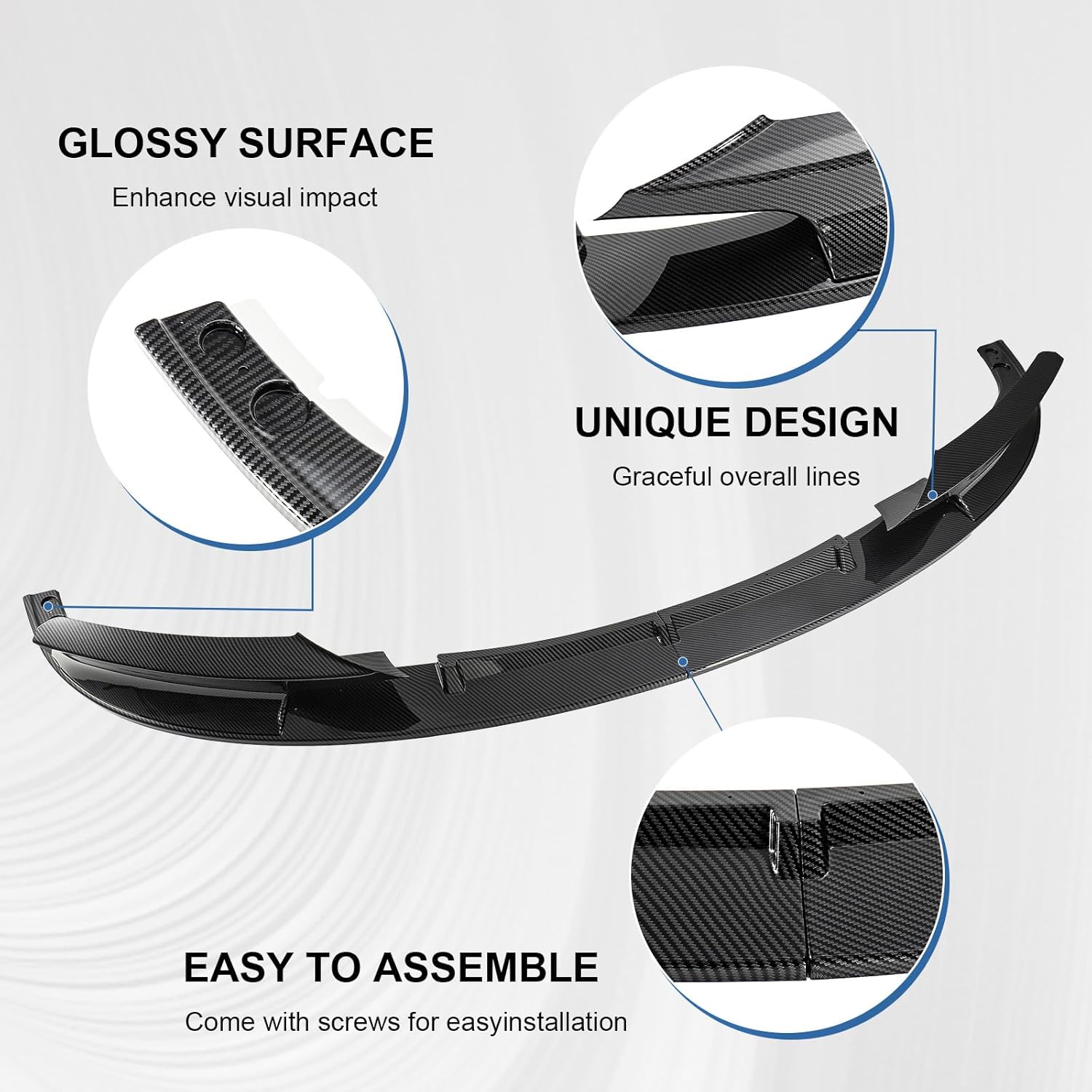 Carbon Fiber Front Bumper Lip Compatible with BMW F30 F31 3 Series M Sport 2012-2018, Splitter Spoiler Diffuser Protector Wing Body Kit Compatible with BMW 320i 328i 330i 335i 340i