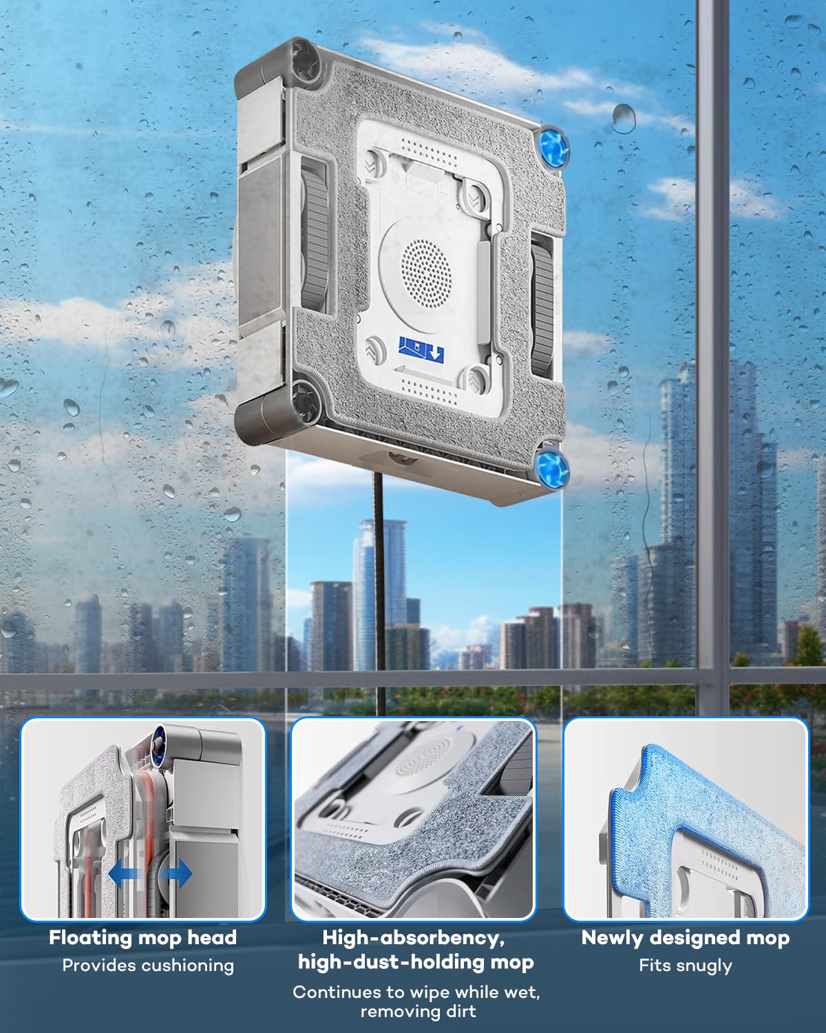 Chuancheng Confezione da 4 panni in microfibra con staffa di supporto per robot per la pulizia dei vetri ECOVACS WINBOT W3 Omni
