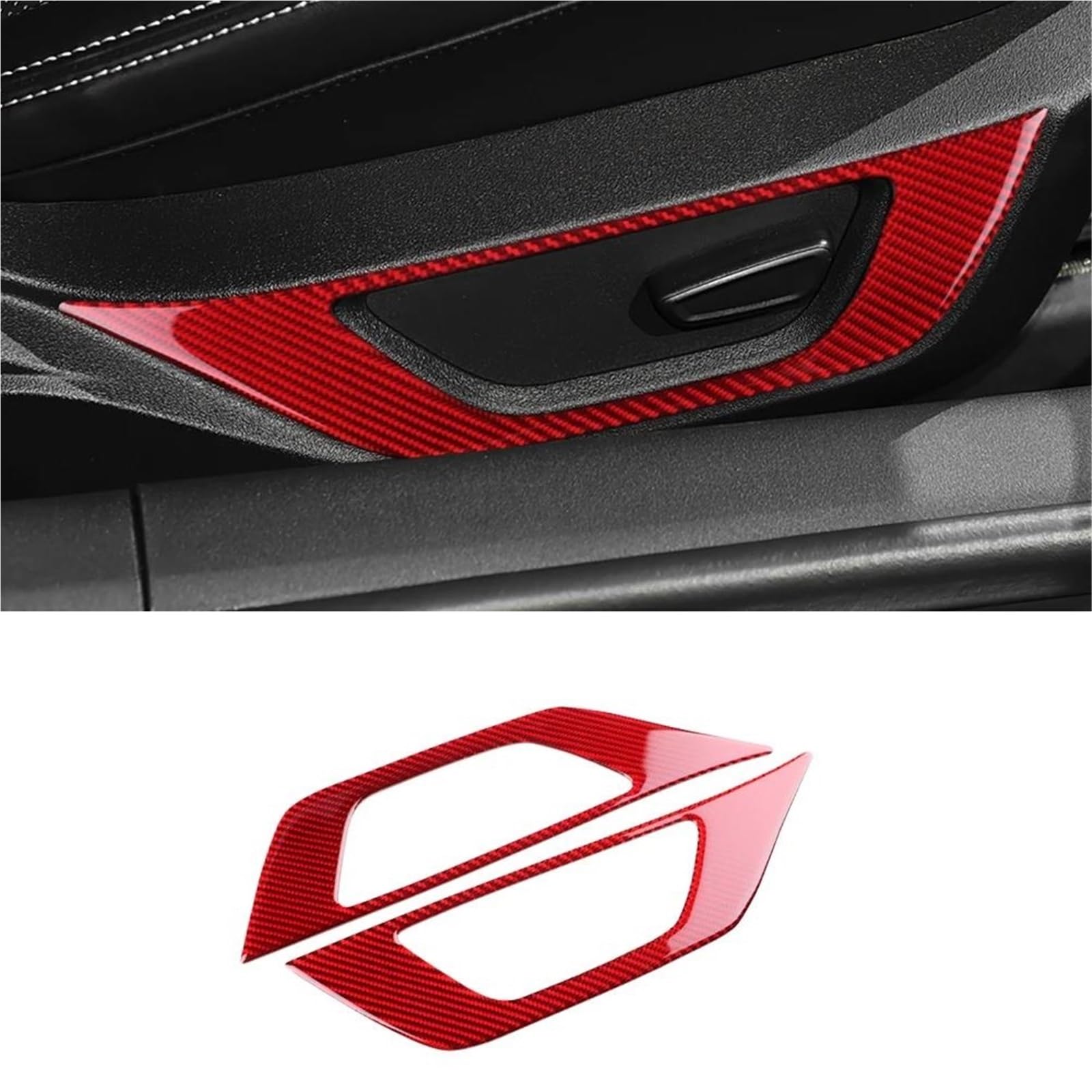 Hgmgfycx Red Carbon For Ford For Mustang Gt 2024 2025 Lhd Rhd Car Seat Handle Button Frame Interior Trim