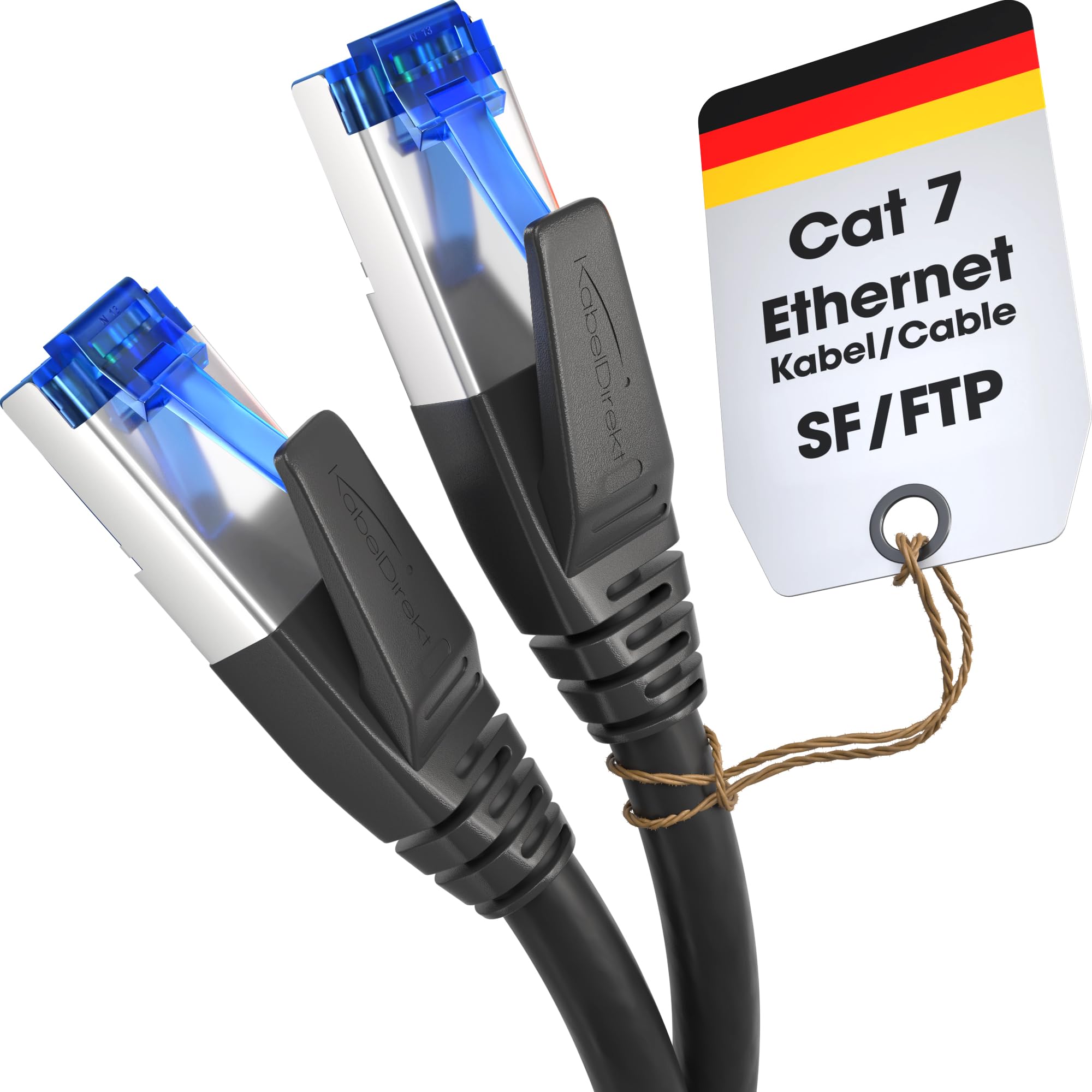 KabelDirekt – Cat 7 Network Cable – 1m – 10 Gigabit LAN Cord & Ethernet Cable – Available in 0.25-30m (suitable for high-speed networks, PC, gaming, switch, router and modem, RJ45 – black)