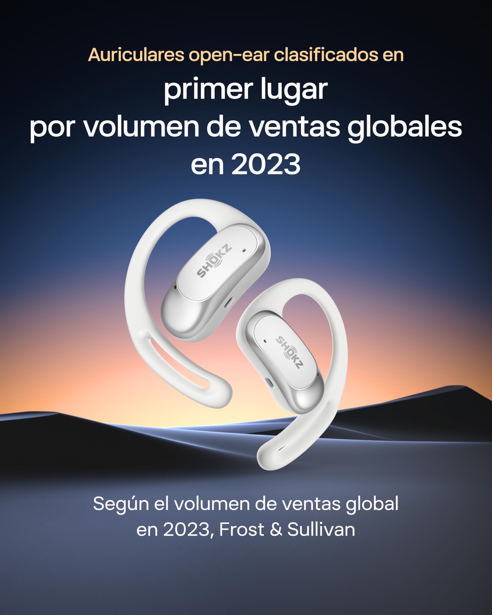 SHOKZ Auriculares Open-Ear OpenFit Air, Bluetooth con Micro, IP54, Blanco | Resistencia al Agua IP54 | 28h de reproducción | Carga rápida | Auriculares Inalámbricos | para Entrenamiento