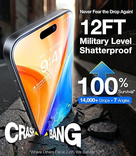 Miniatura 3 de UltraGlass - Vidrio 9H+ para protector de pantalla iPhone 15 Pro Max, a prueba de roturas con grado militar y duradero, vidrio templado con