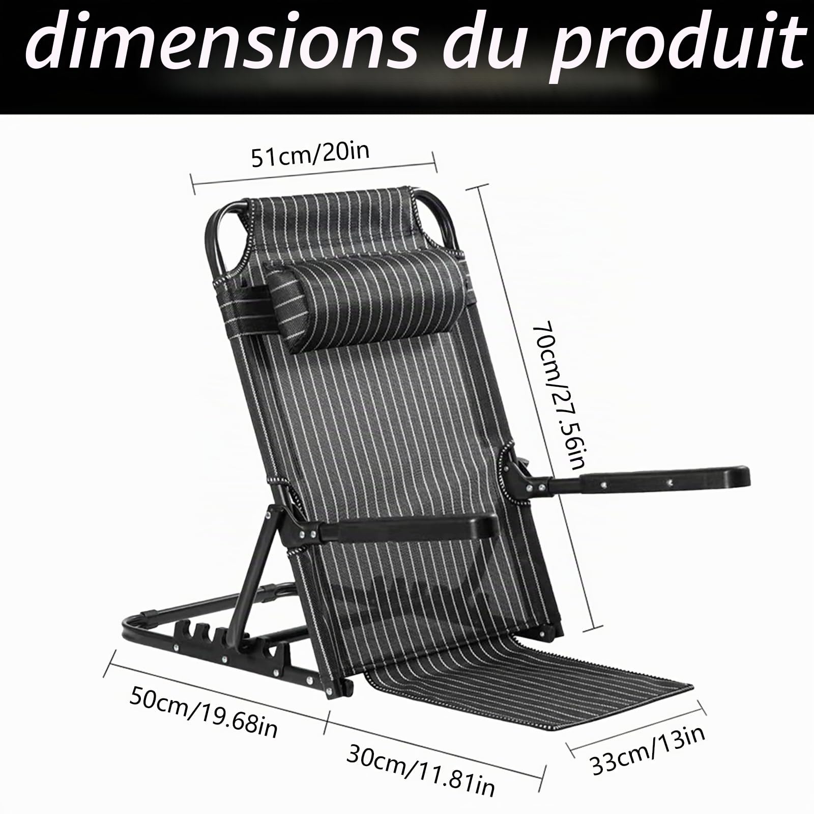 Aisny Coussin de Dossier de Lit, de Lecture Compensé Portable - Tapis de Plage Pliable Réglable Multi-Angles pour Lire, se Reposer, Récupérer - Chaise Longue