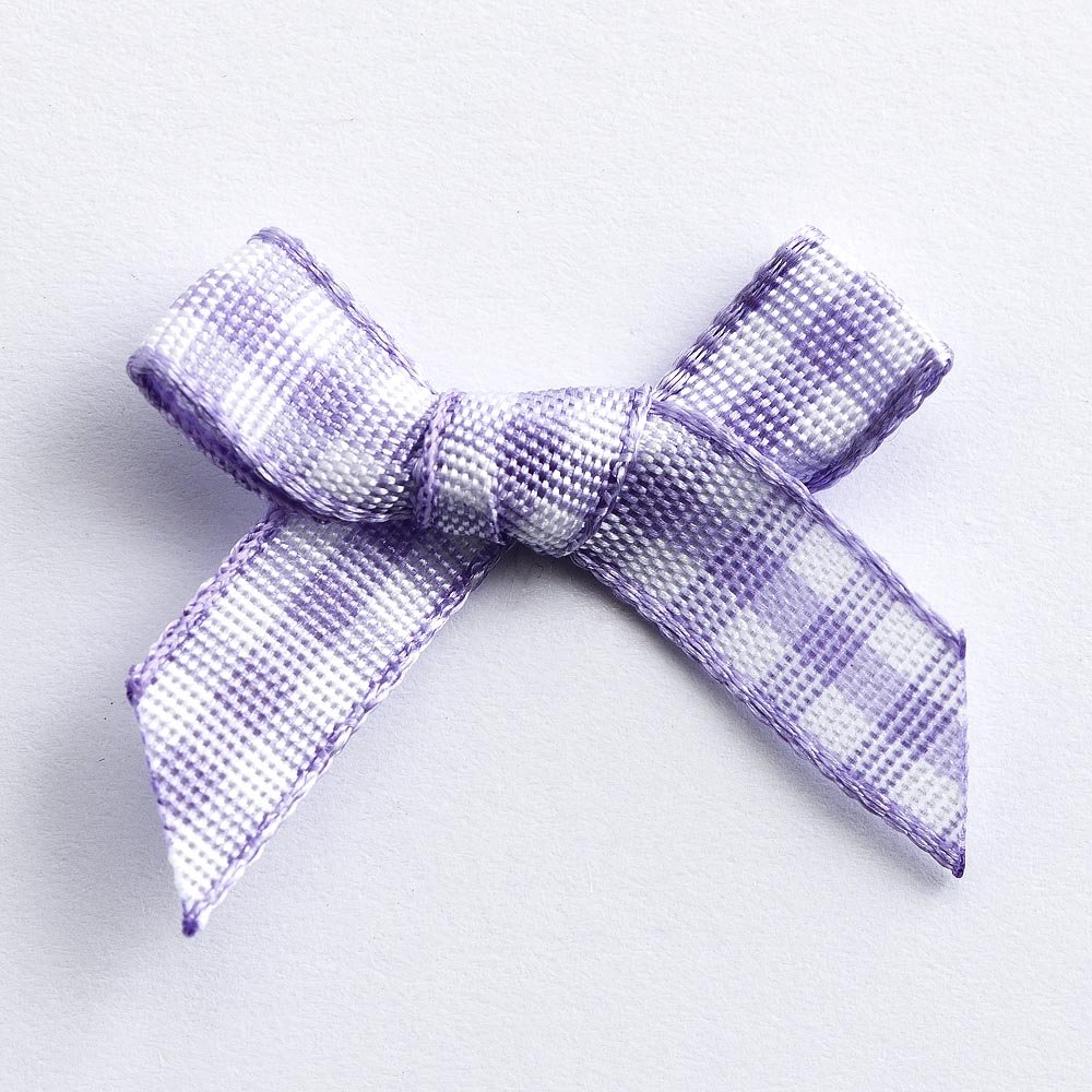Italian Options Lilac Mini Gingham Ribbon Bows, Chequered Bows For Crafting, Gifts, Home Furnishings, Clothing, Sewing, Hair Bow, Wedding Stationery, Gingham Hair Accessories, 100 Pack, 3Cm