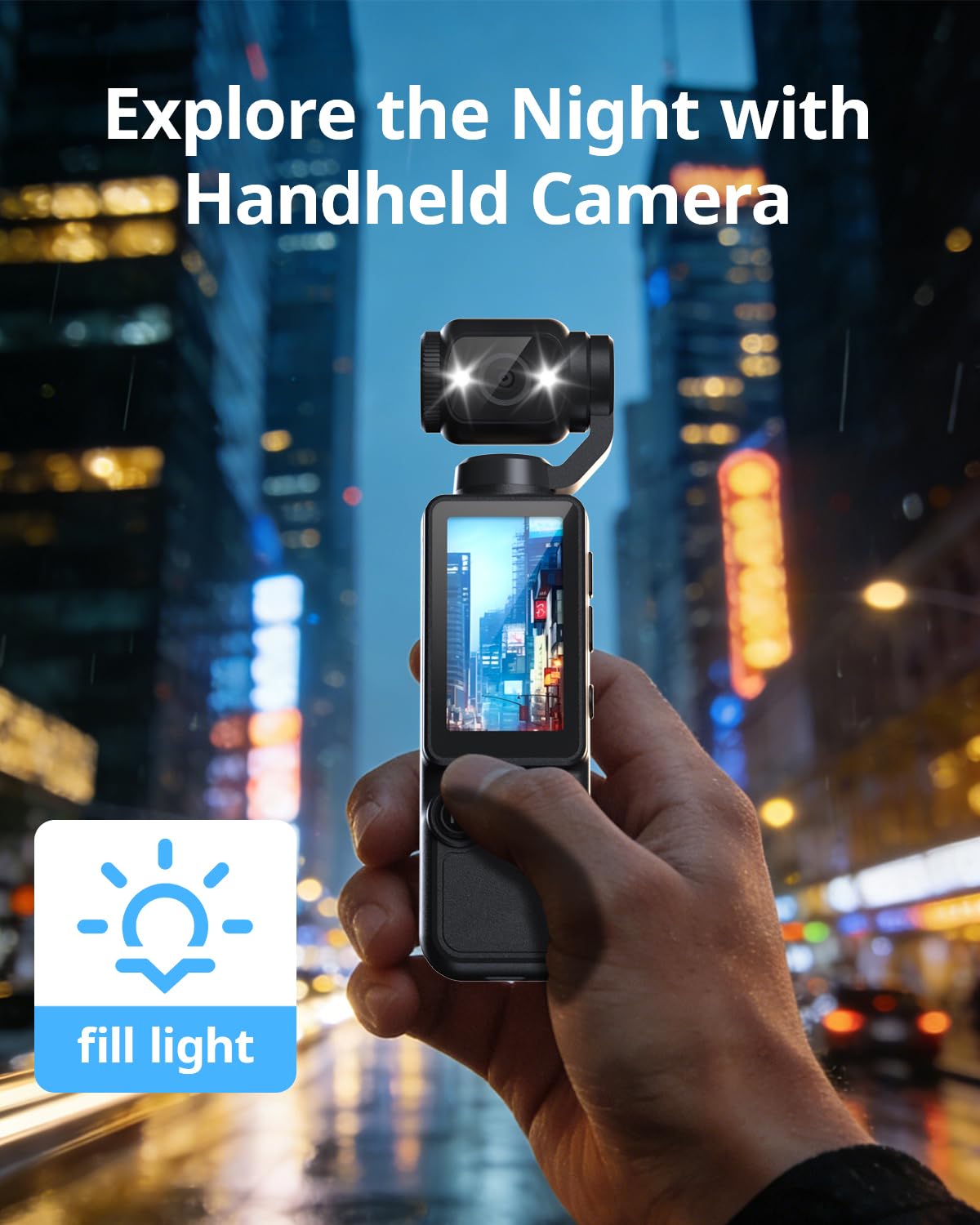 W&O Portable 2.5K Vlogging Camera with 180° Rotating Lens, Pocket Body Camera with Audio & Video Recording, 7Hour Power, Handheld POV Cameras with Fill Light, 32GB Card (Black) — view 5