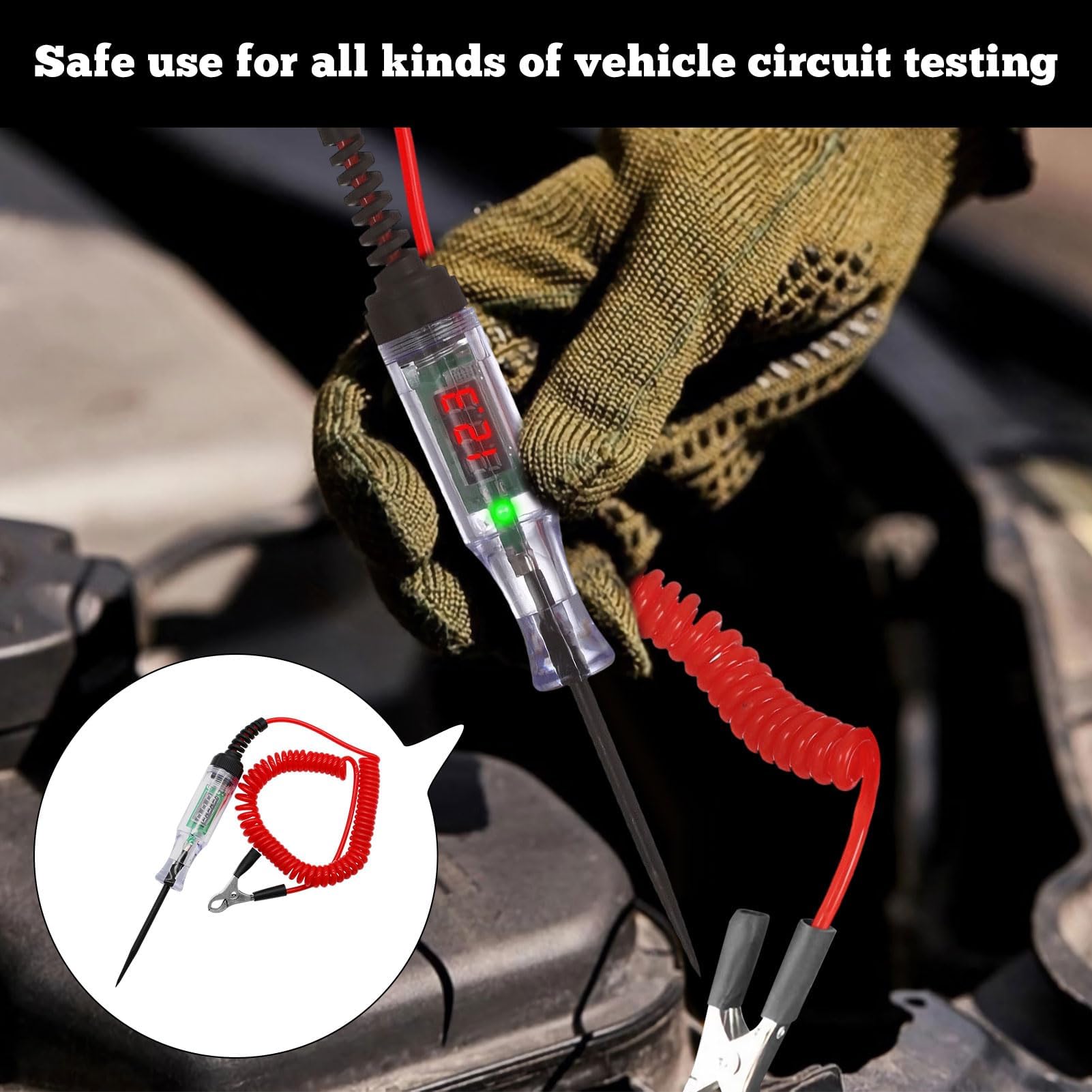 Circuit Tester,3-120V DC Car Fuse Tester Pen for Car Truck,Voltage Tester With LED Digital Test Light,Electricity Tester for Automotive,Fuse,Wiring Circuit Checking - Image 4