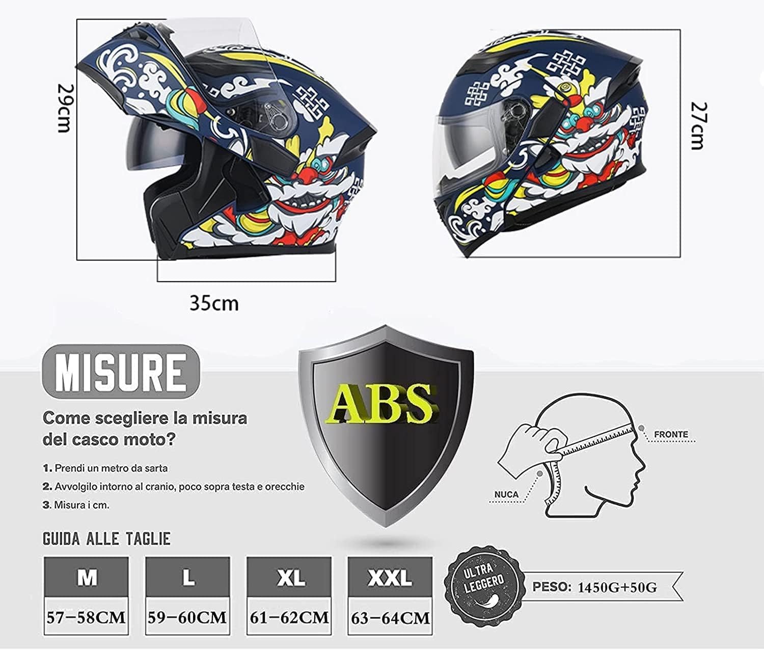Modułowy kask motocyklowy Bluetooth, certyfikat DOT/ECE, kask szczękowy, na całą twarz, z dwuwarstwowym wizjerem i mikrofonem, dla dorosłych mężczyzn i kobiet (57 ~ 64 cm)