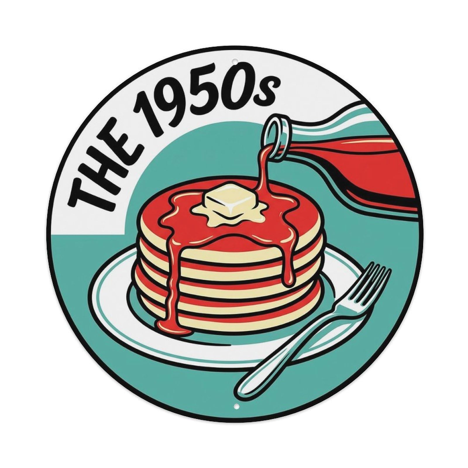 Vintage Retro Pancakes Syrup Butter Stack Metal Tin Sign