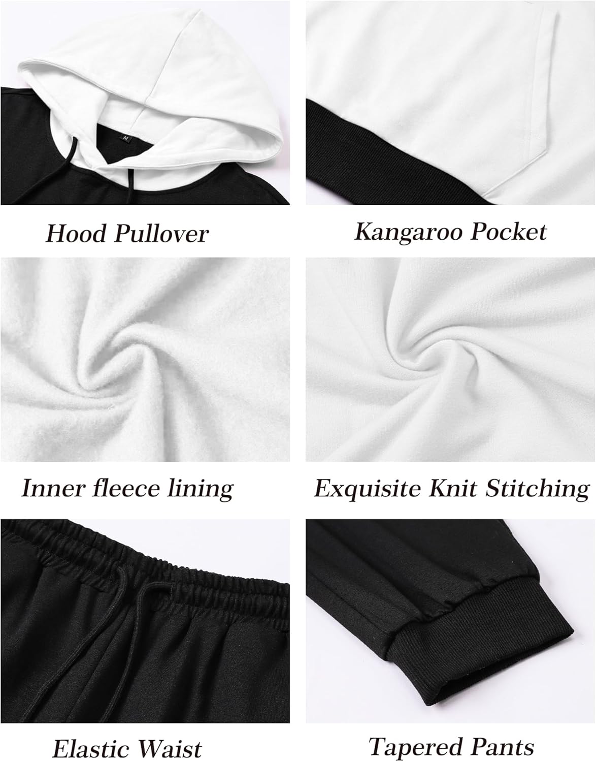 Babioboa Men's Hooded Tracksuit 2 Piece Color Block Fleece Sweatsuit Jogging Sport Suit Letter Hoodie and Sweatpant Set - Image 5