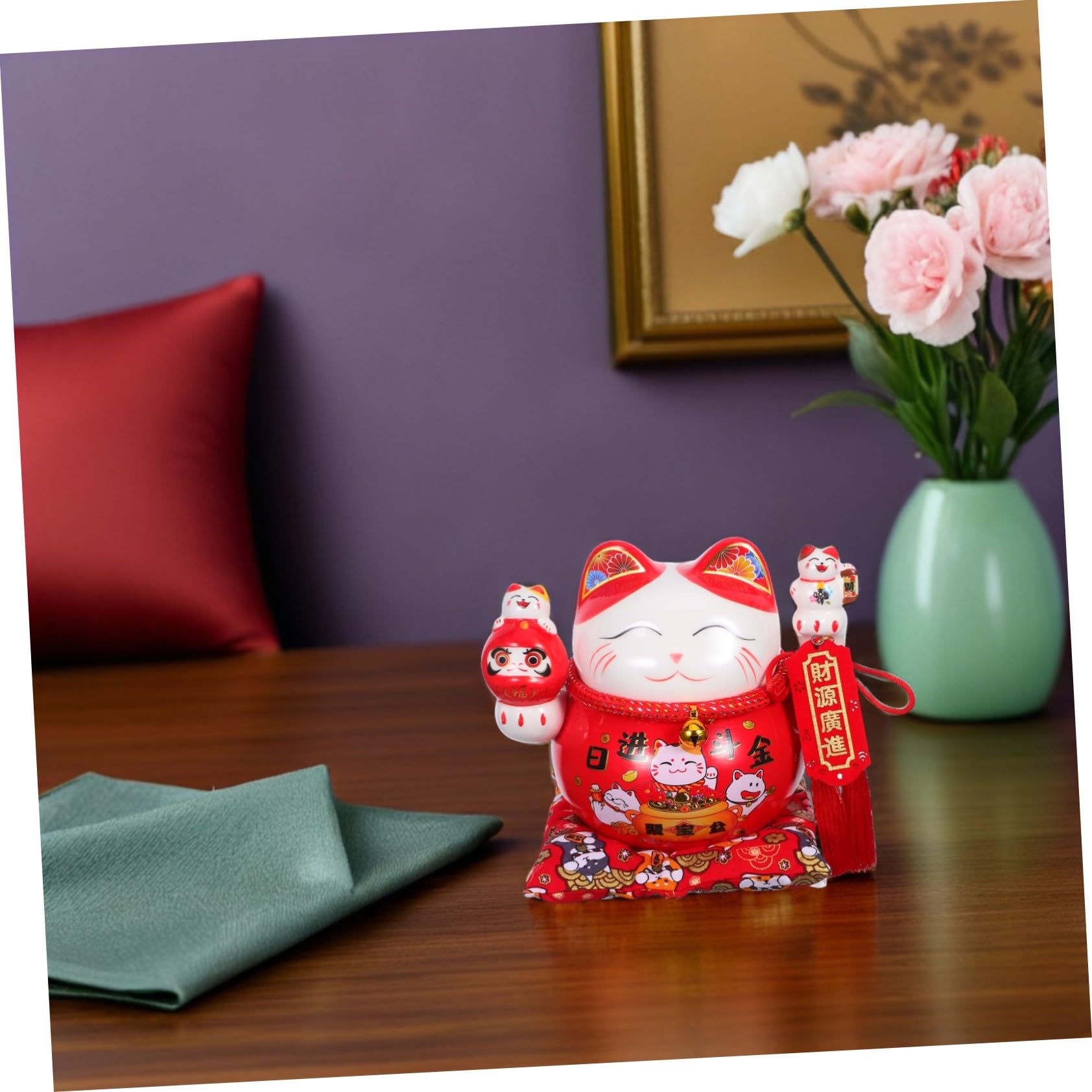 Skarbonka Ze Szczęśliwym Kotem Dekoracja Domu Ceramiczna Figurka Kota Z Machającym Ramieniem Ceramiczny Kot Kot Maneki Neko Skarbonka Ze Skarbonką Dla Chłopców Ceramiczna