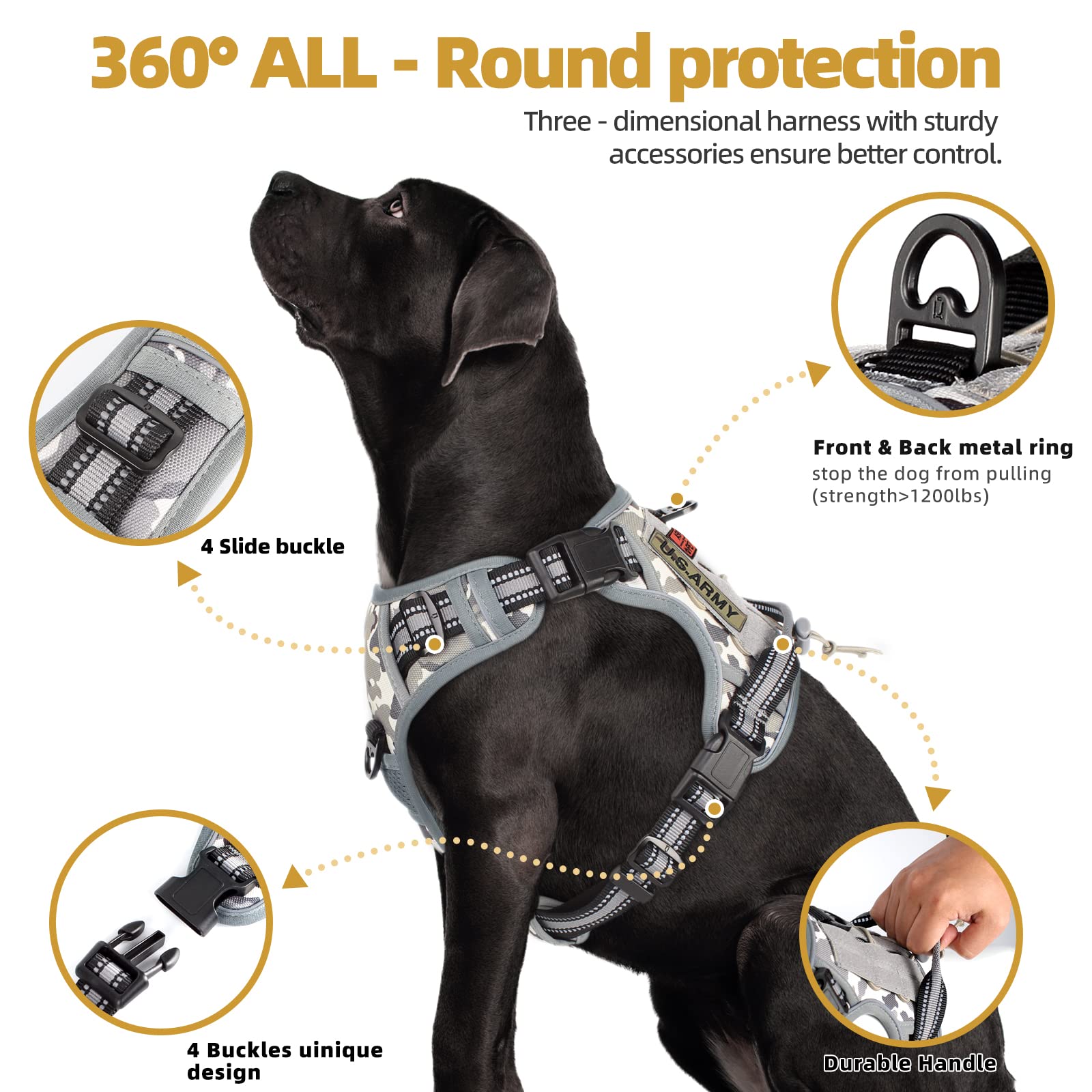 No Pull Hundegeschirr Mit Reißverschlusstasche – Atmungsaktiv, Für Training & Wandern