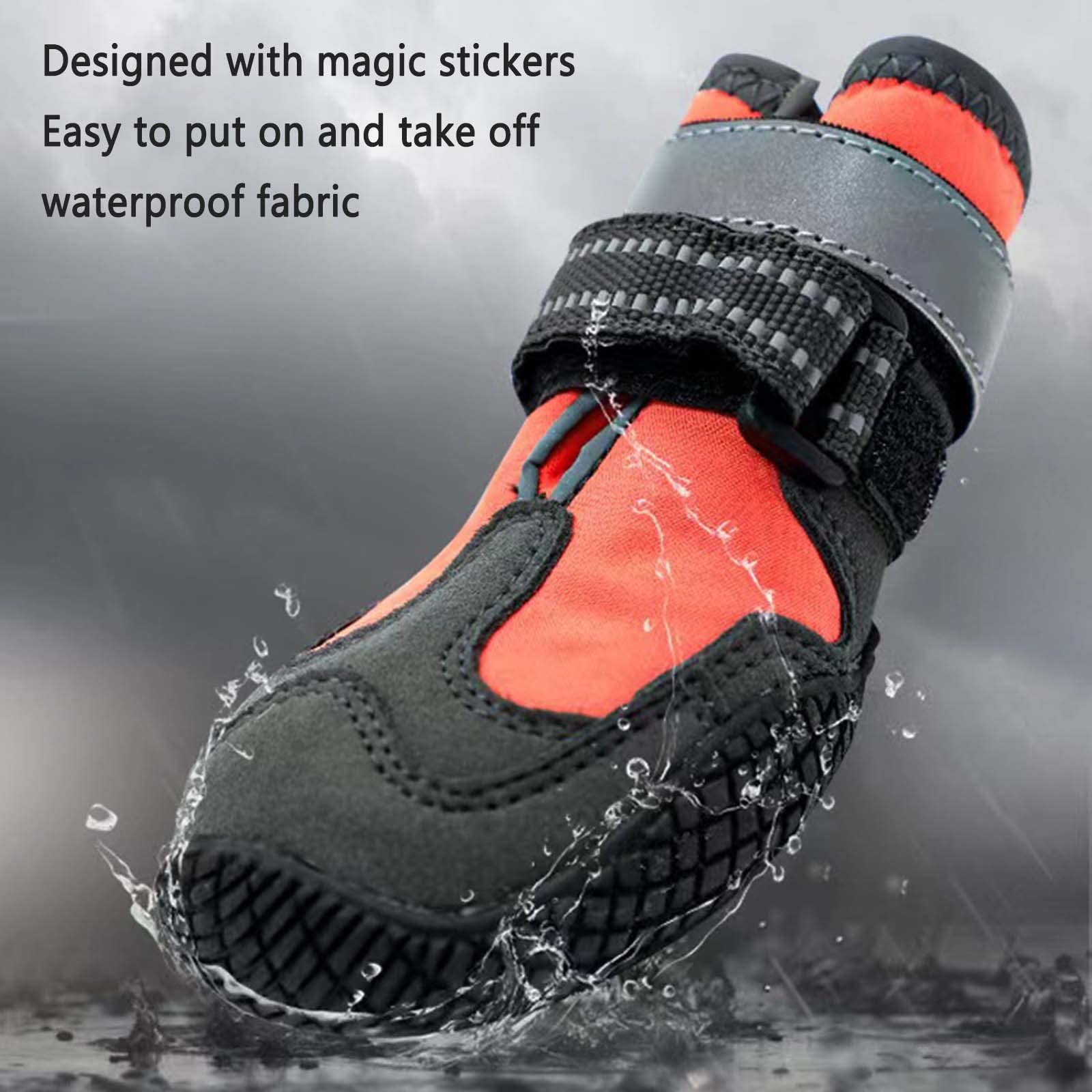 JUSHZ Hundeschuhe Pfotenschutz Dog Shoes Hund Schuhe Große Hunde 4er-Set Abriebfester Anti Rutsch Gegen Hitze rutschfeste Bequeme Verschleißfeste Laufschuhe Für Haustiere Atmungsaktiv (1,orange)