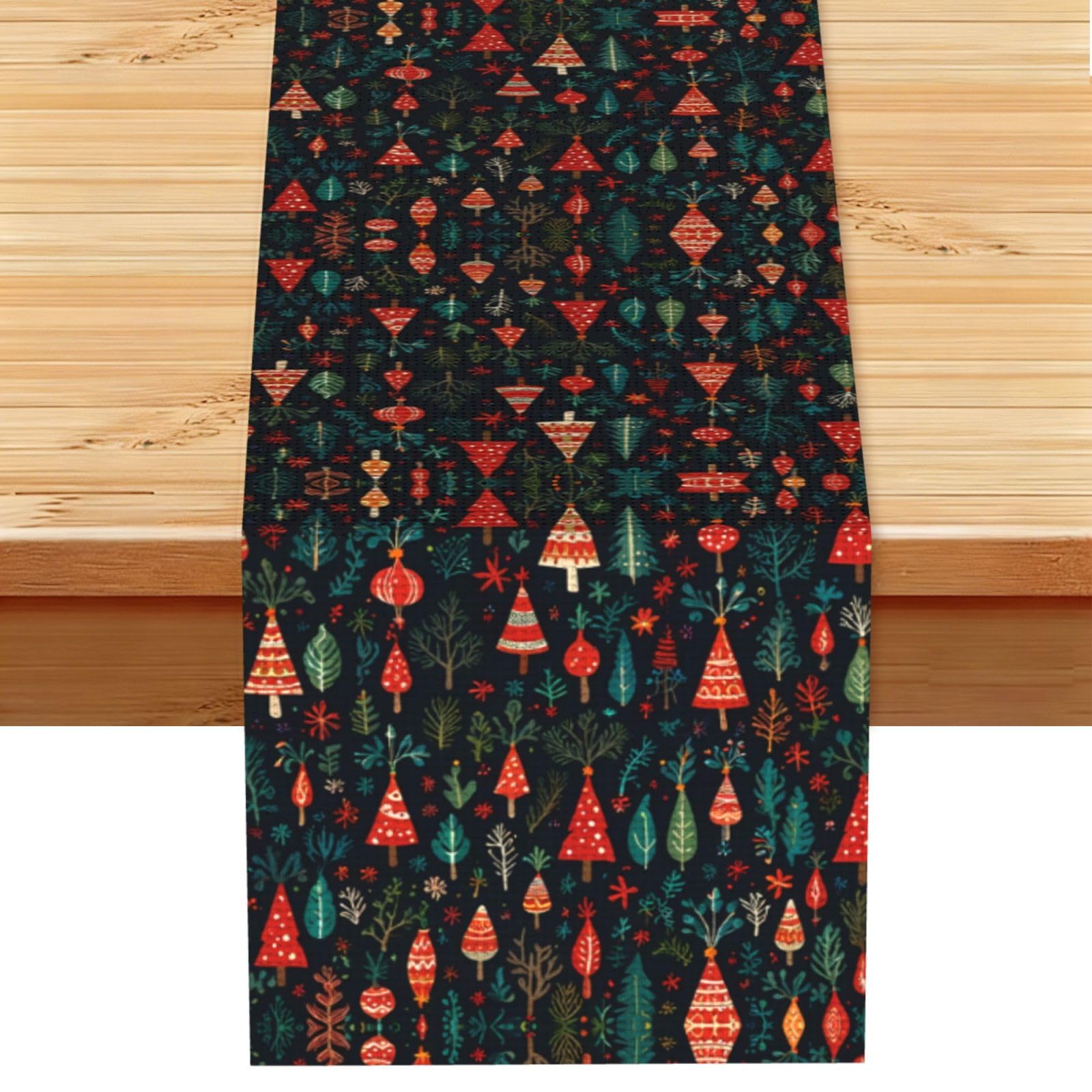 Christmas Linen Feel Table Runner Wedding Party Home Decoration