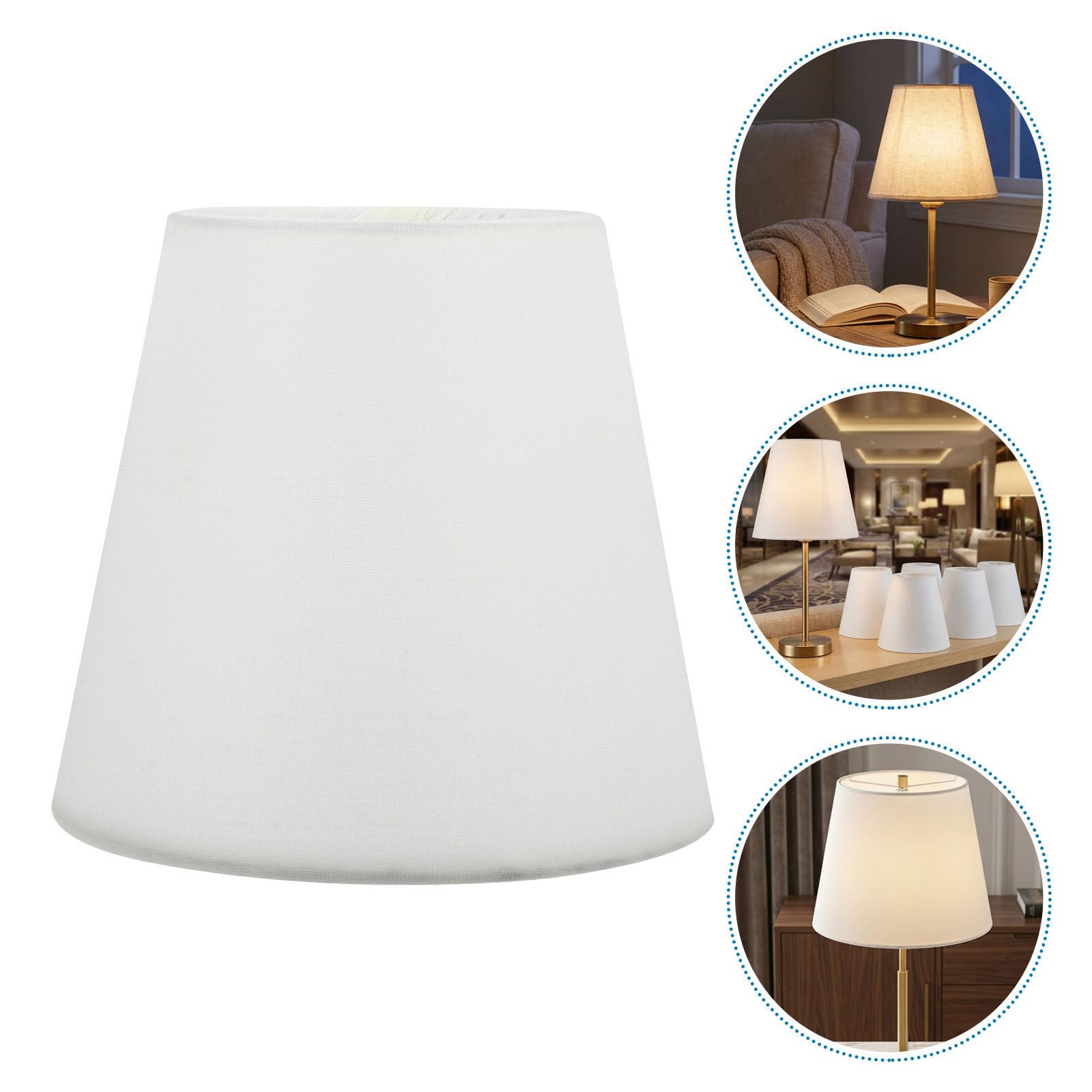 6 Pezzi Paralume Mini Clip Beige e Metallo, Design Raffinato a Tamburo Supporto Stabile e Facile Installazione per Lampade da Scrivania a Sospensione in Camera da Riposo