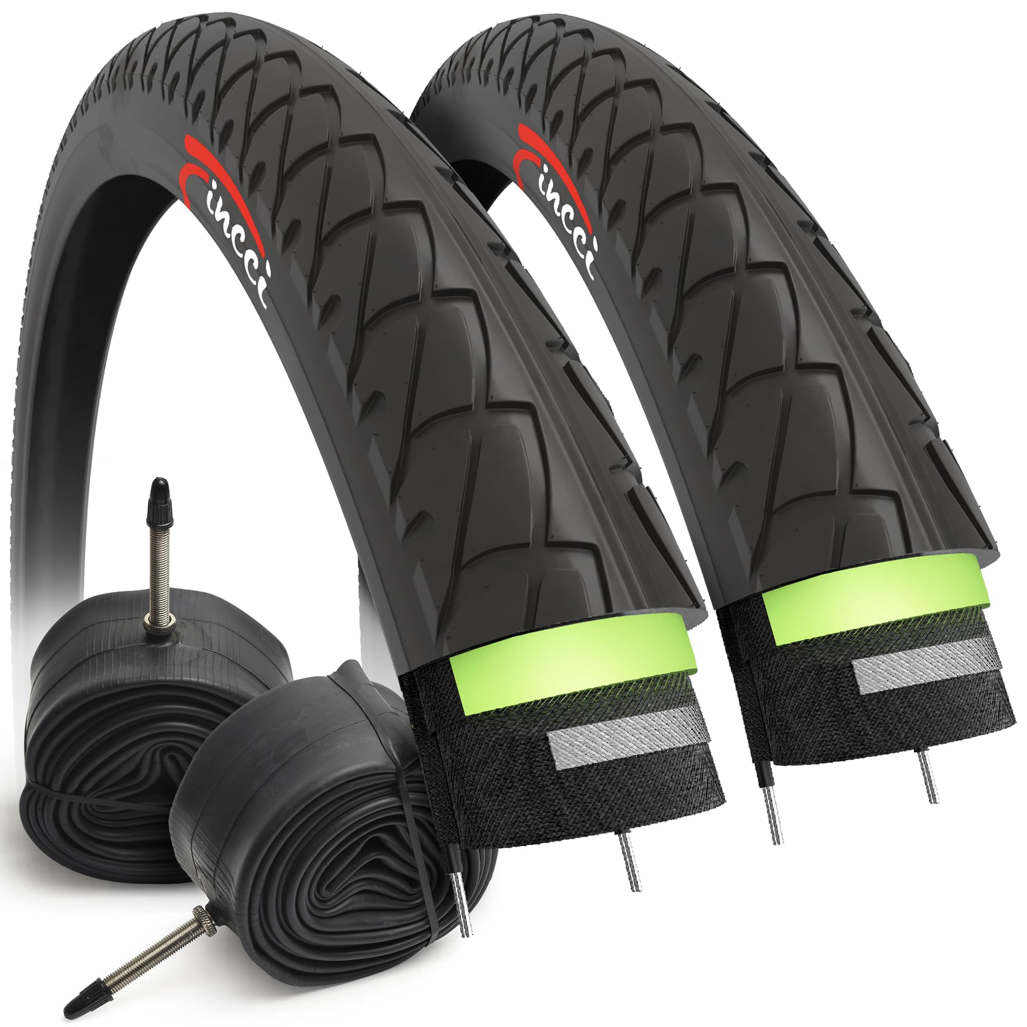 Fincci Copertone Bici Slick 26x1.95 ETRTO 50-559 Antiforatura 3 mm Presta | Pneumatico Slick 26x1.95, ETRTO 50-559, Protezione Antiforatura 3 mm e Camera Presta - Per Strada, MTB e Bici Ibrida