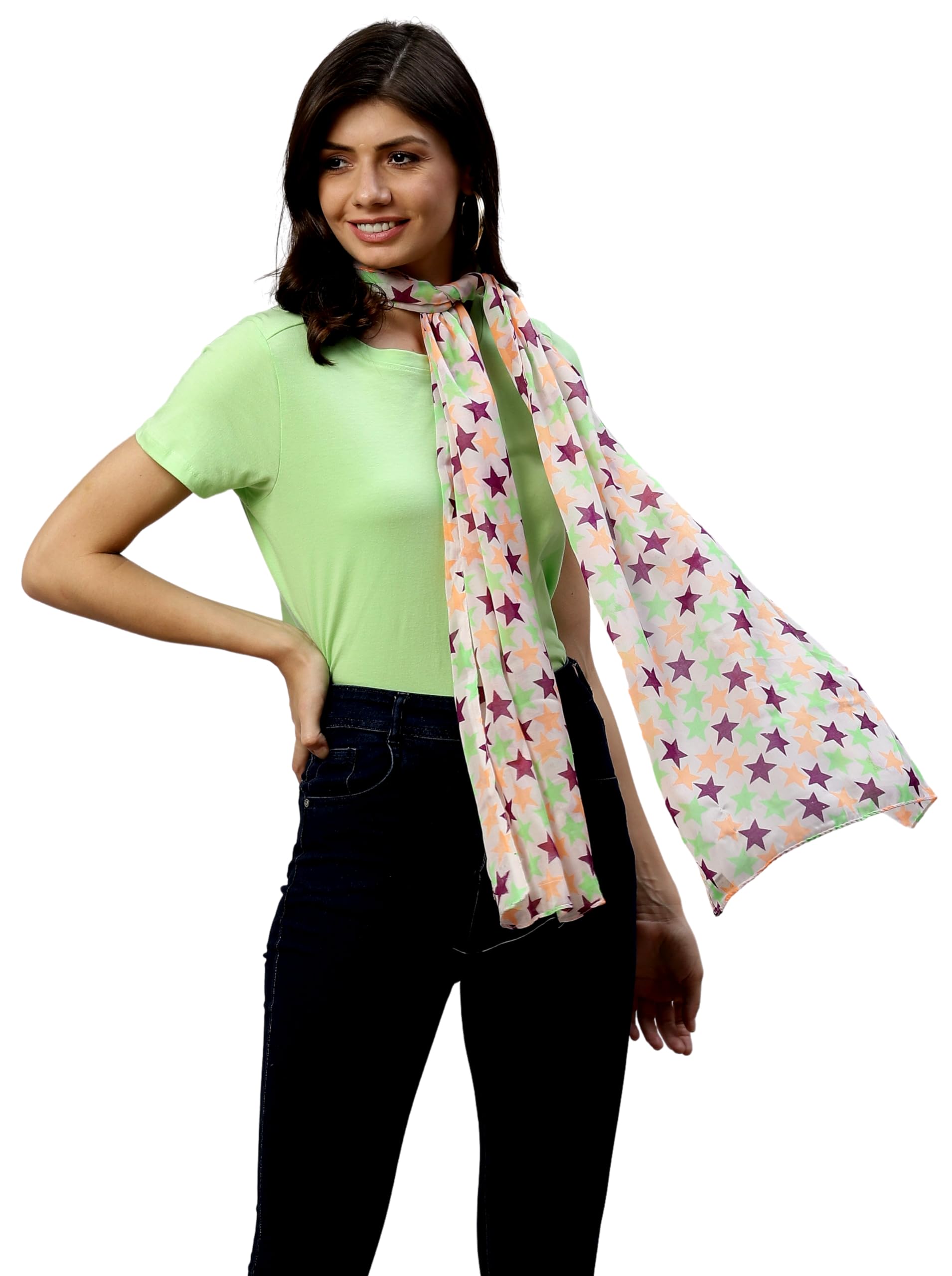Weavers Villa Cotton Blend Printed Summer Scarves Stole for Women Sun Protection Cotton Face Scarf for Girls (Multi-1), 55cm X 175cm - Image 2 thumbnail