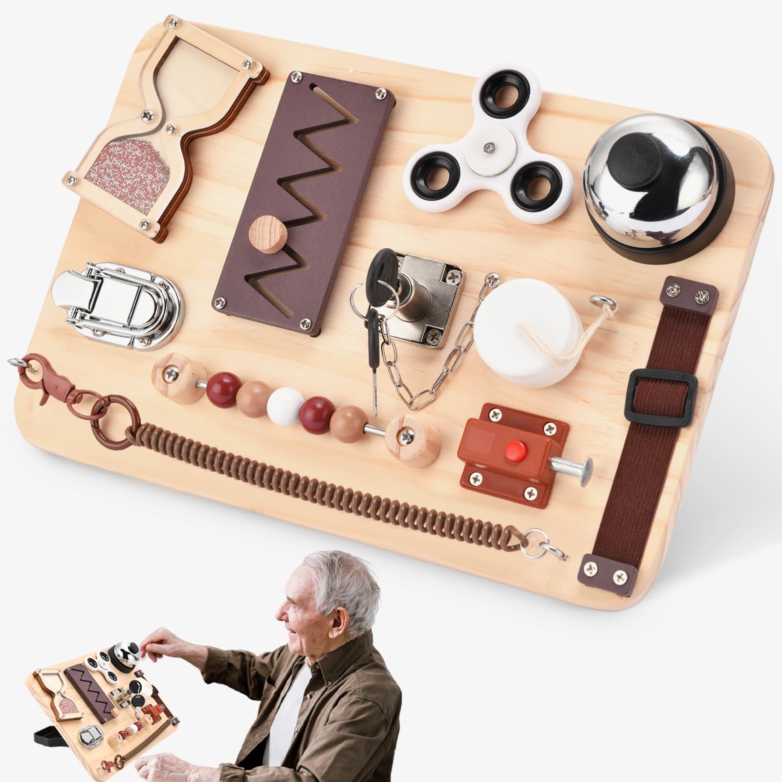 Busy Board Montessori para Adultos con Demencia y Alzheimer – Actividades para Mayores, Entrenamiento y Juegos de Memoria – Juguete sensorial para TDAH, Autismo y manejo del estrés