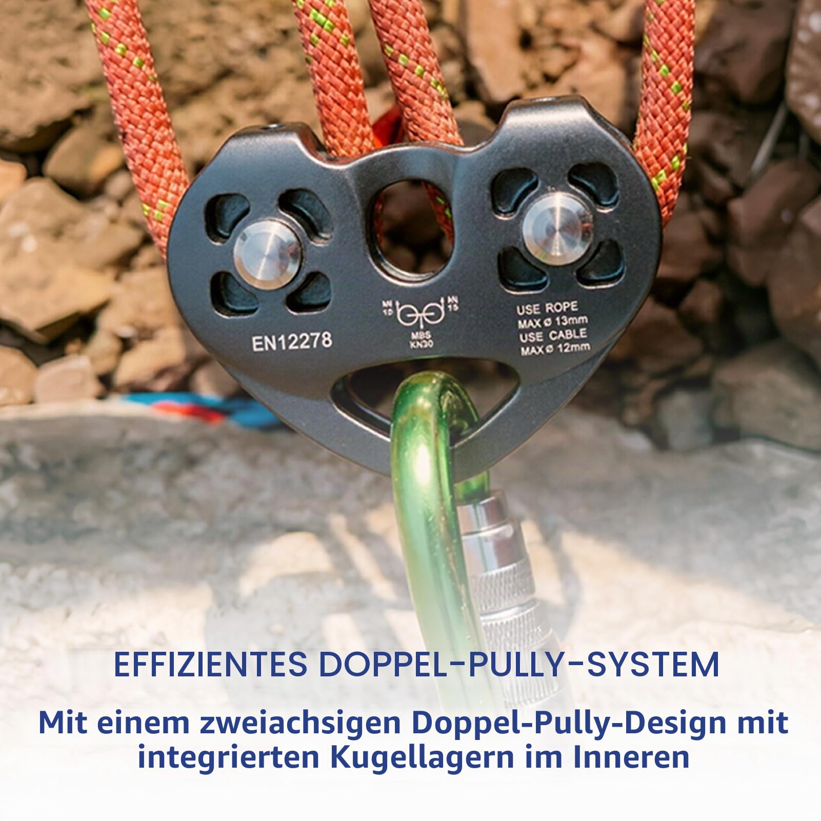 Zipline -Riemenscheibe, Klettern Zip -Linie -Riemenscheibe, Zipline -Schwenkriemenscheiben Klettern Aluminium mit Tandemgeschwindigkeit Doppelwagen für Bergsteiger