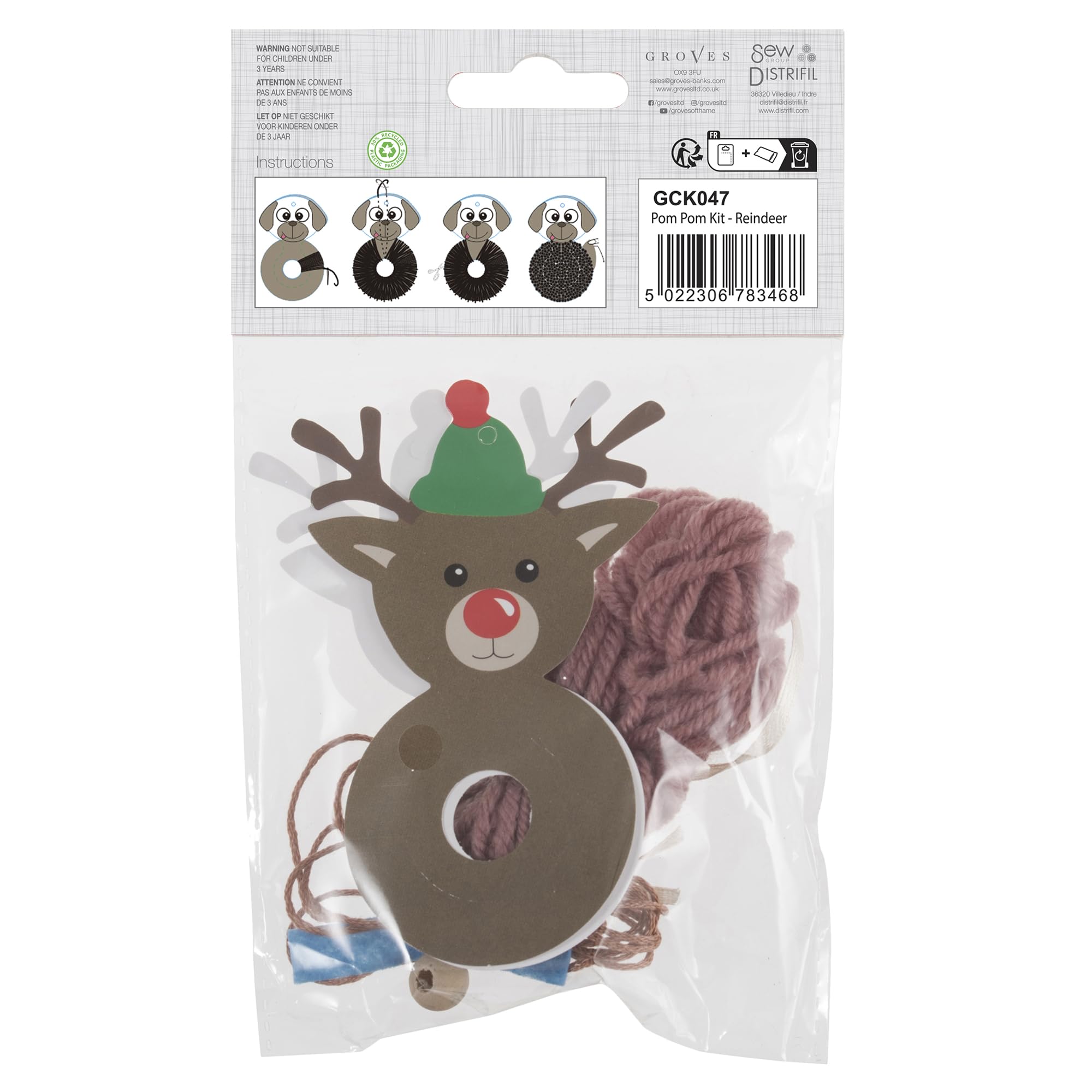 Trimits Pom Decorazione Kit: Renna, Colori Assortiti, Taglia Unica