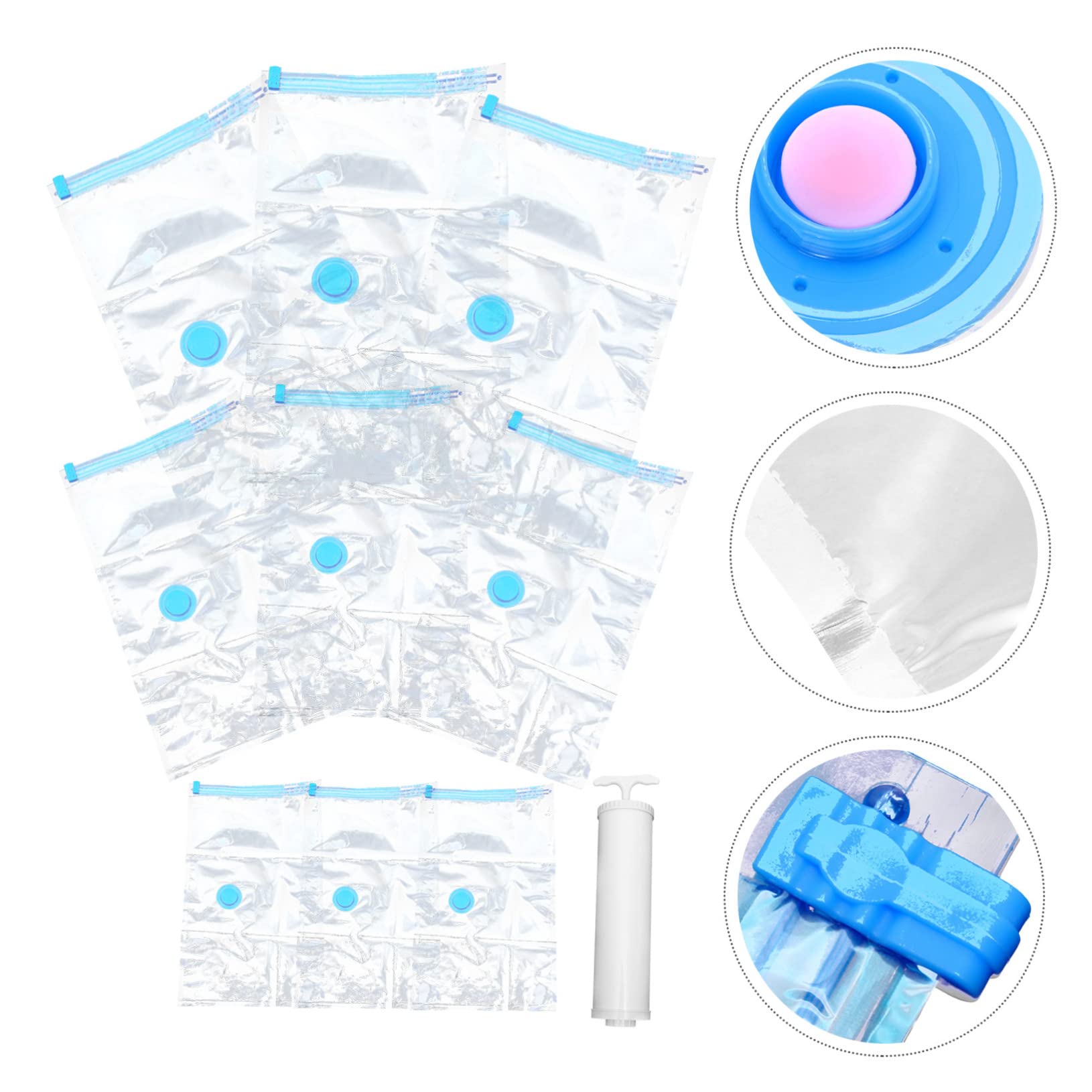 GLEAVI 1 juego Bolsas de Almacenamiento al Vacío Reutilizables con Bomba Manual Juego para Ropa Edredones y Espacio y Protege