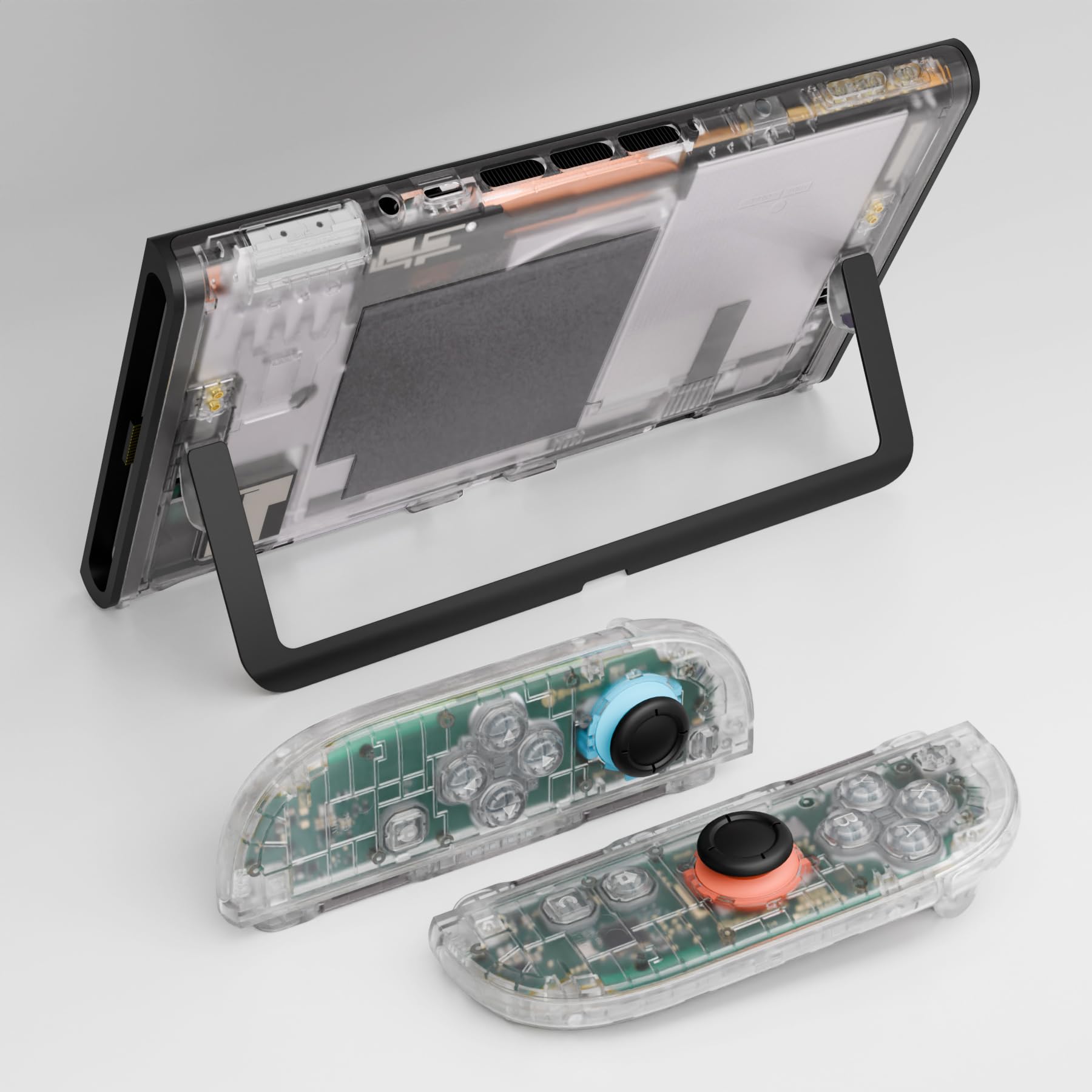 eXtremeRate DIY-Full Shell & Buttons Set für Nintendo Switch 2 Konsole, Deluxe Version Custom Faceplate/Backplate/Grips Joy con Case Zubehör – Transparent