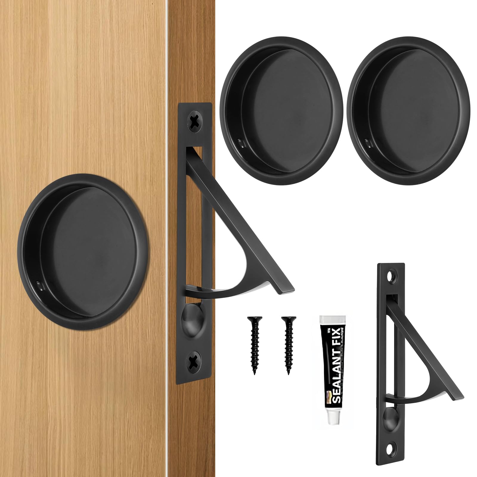 HBL' Pocket Door Hardware Set – 2 Recessed Flush Finger Pulls & 1 Edge Pull, Made of 304 Stainless Steel, Template Included, Black. — Amazon image 13