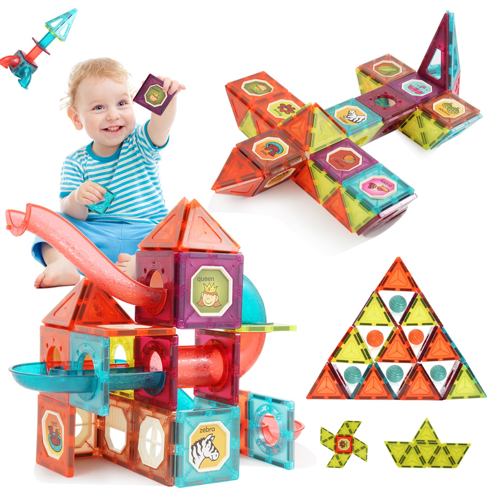 Beeyouk costruzioni magnetiche,111 Pezzi Giocattoli Educativi Magneti Bambini per Ragazzi Ragazze,Giochi 3D Tubi Costruzioni Magnetiche per Bambini, Regalo per Bambini di 3 4 5 6 7 8 9 10 Anni