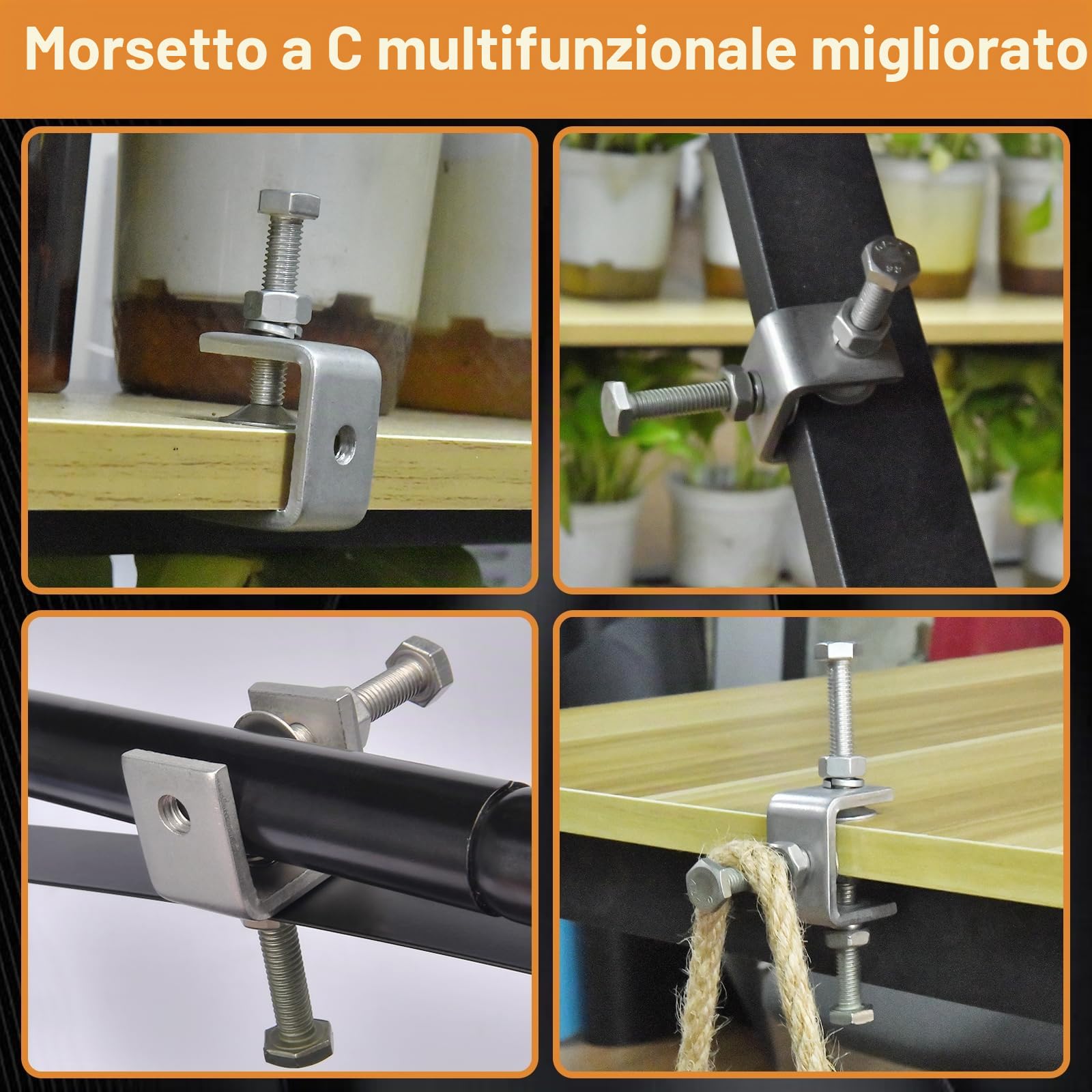 6 Pezzi Morsetto a C 30mm, Morsetti a Vite Inossidabile Morsetti da Falegname Campo di Serraggio 0-25 mm per Saldatura Montatura Domestica, Falegnami, Saldatura, Armadietti