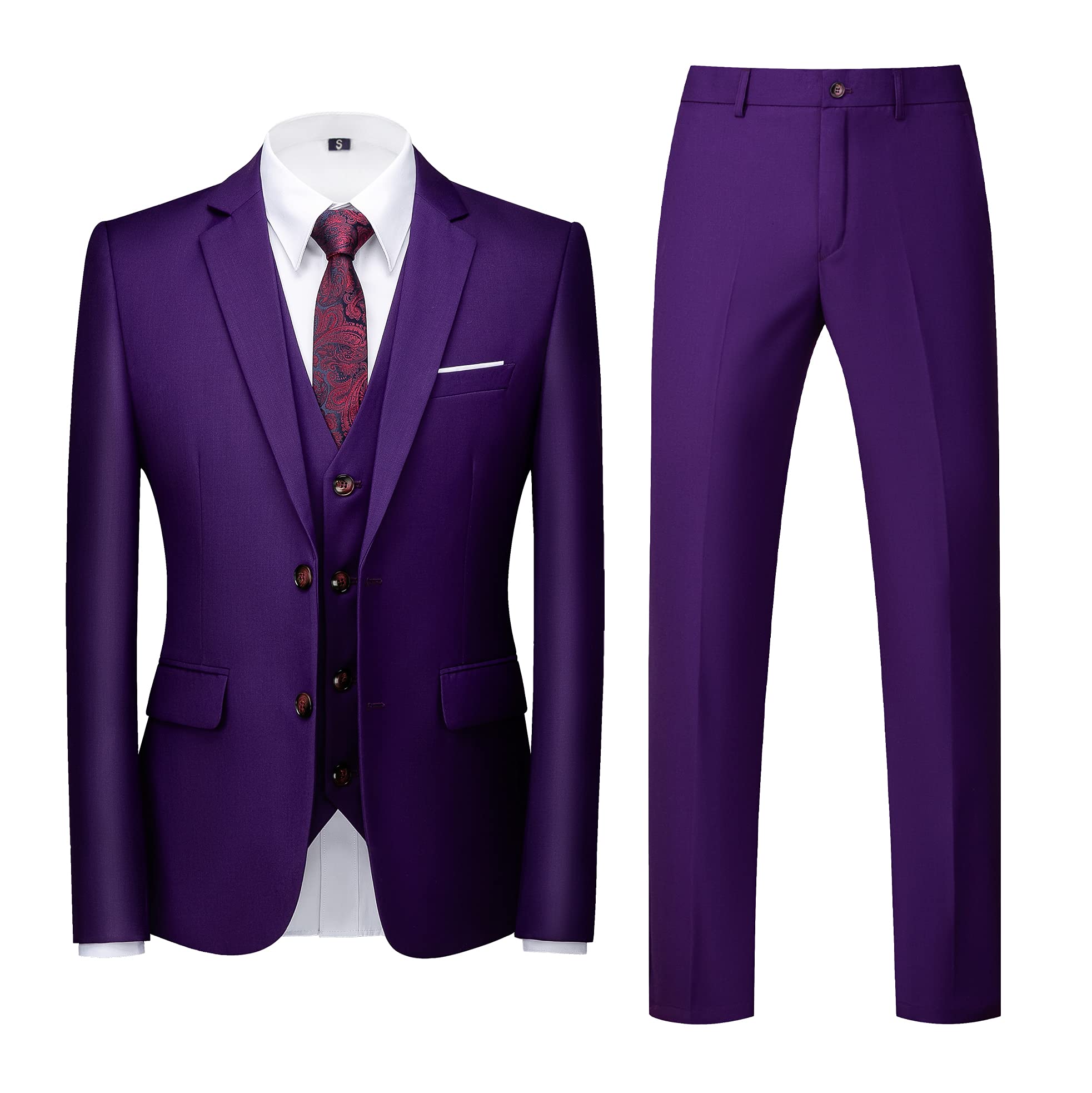 Mens 3 Piece Suit Slim Fit Casual Tuxedos for Wedding Prom