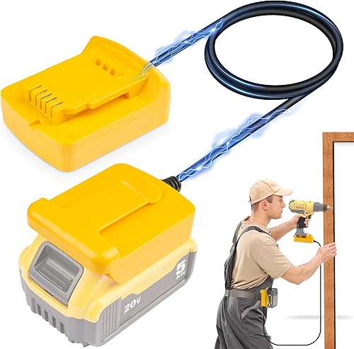 TAIRDA Adaptador de batería para batería DeWalt de 18 V20 V a herramientas eléctricas inalámbricas DeWalt 18V20V, con cable de 4.9 pies, amarillo