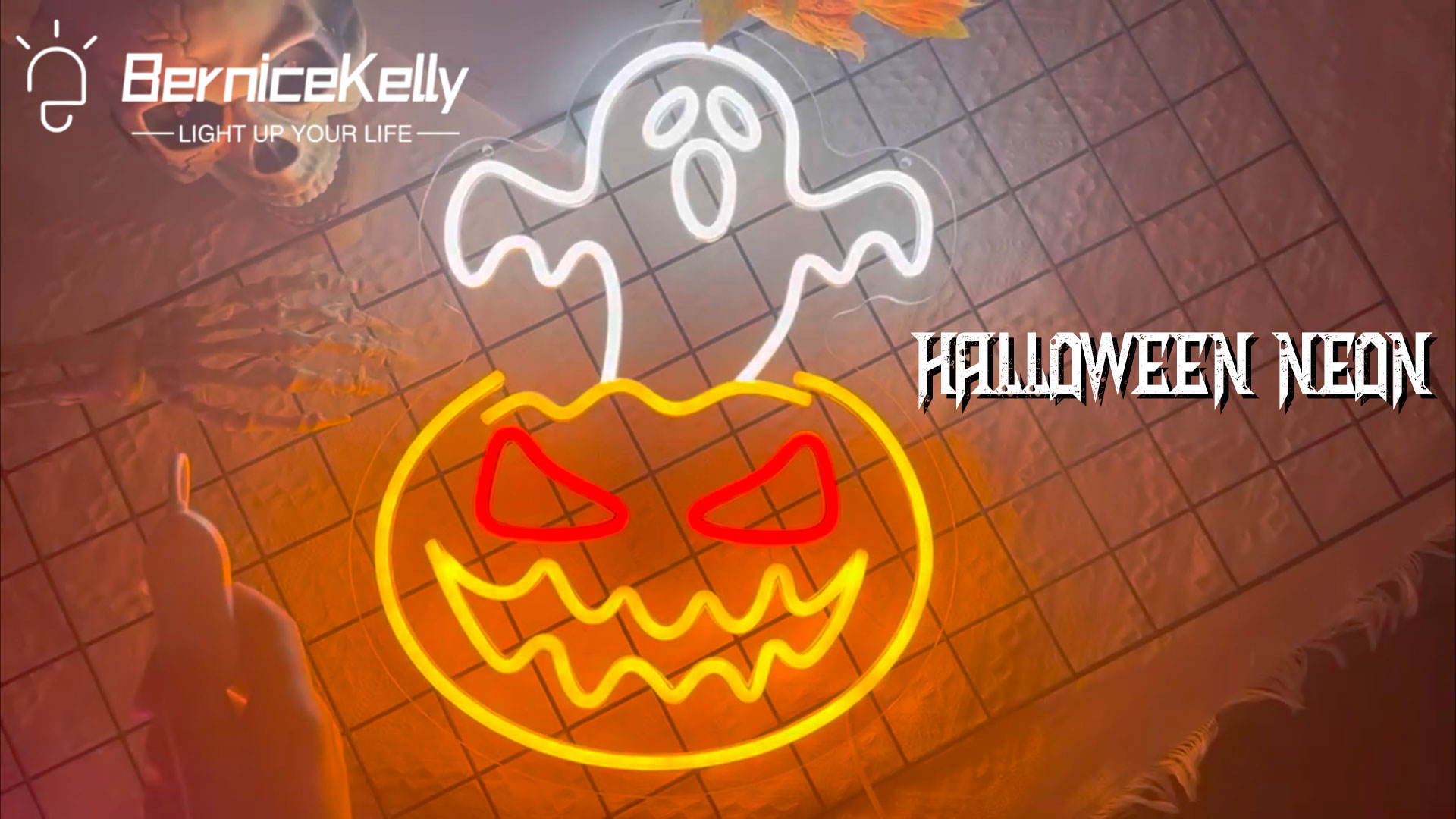 Halloween Ghost Pumpkin Neon Sign,Ghost Face Neon Light Spooky