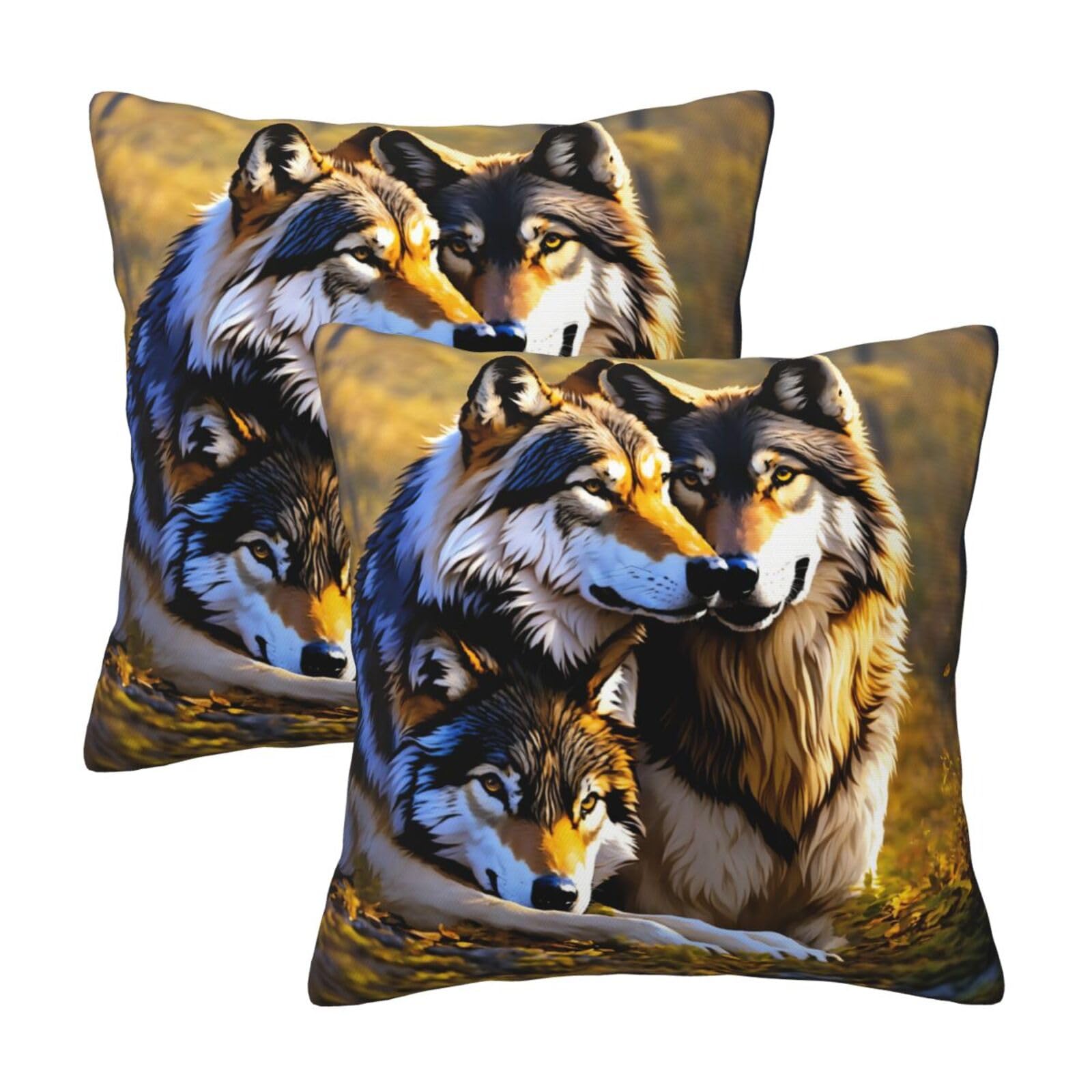 Kfjghhl Wolfs Throw Pillow Covers Decorative Farmhouse Couch Pillow Case 4 Sizes Square Cushion Pillcase