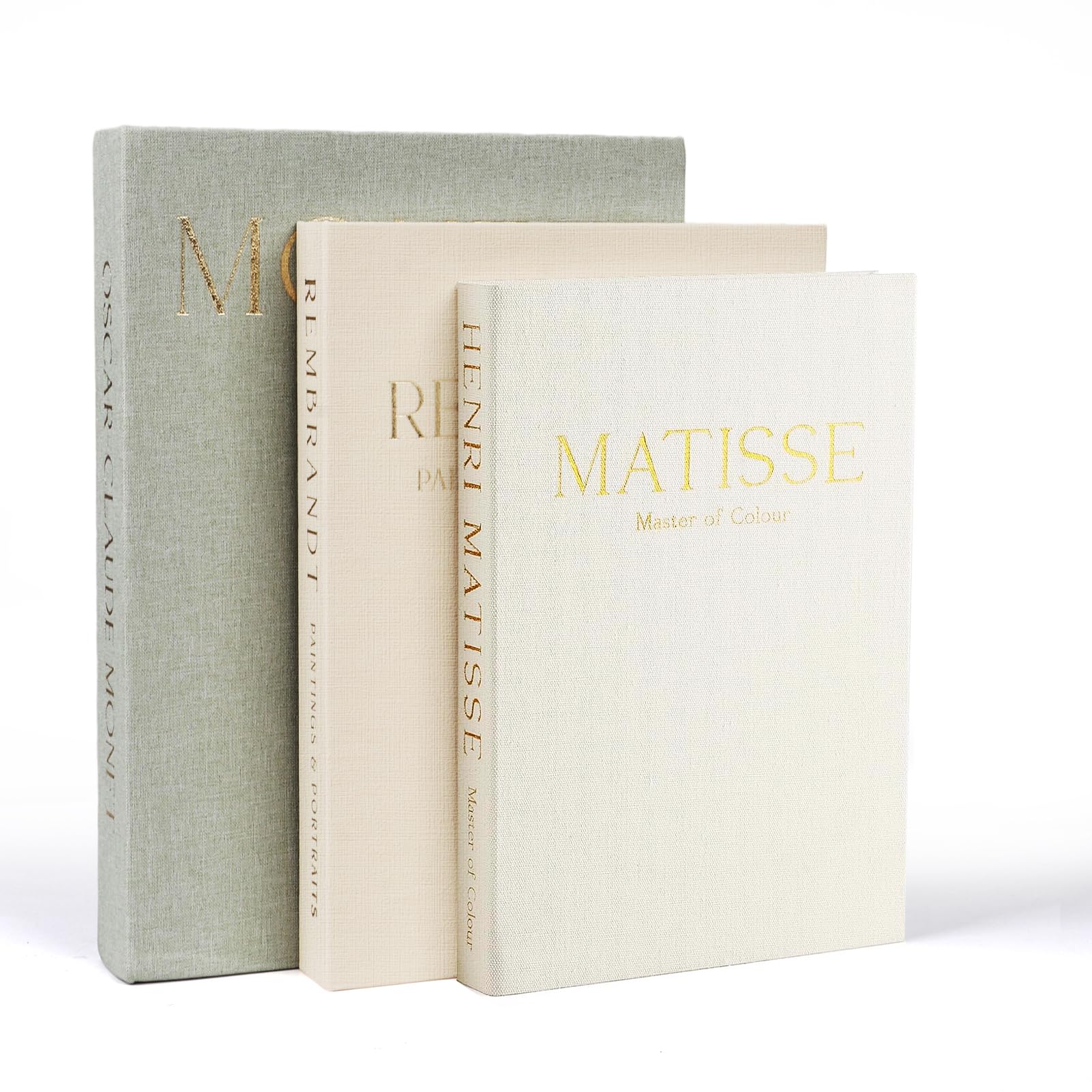 Conjunto de 3 Libros Decorativos Falsos, Caja de Almacenamiento de Lino para Estantería y Decoración del Hogar