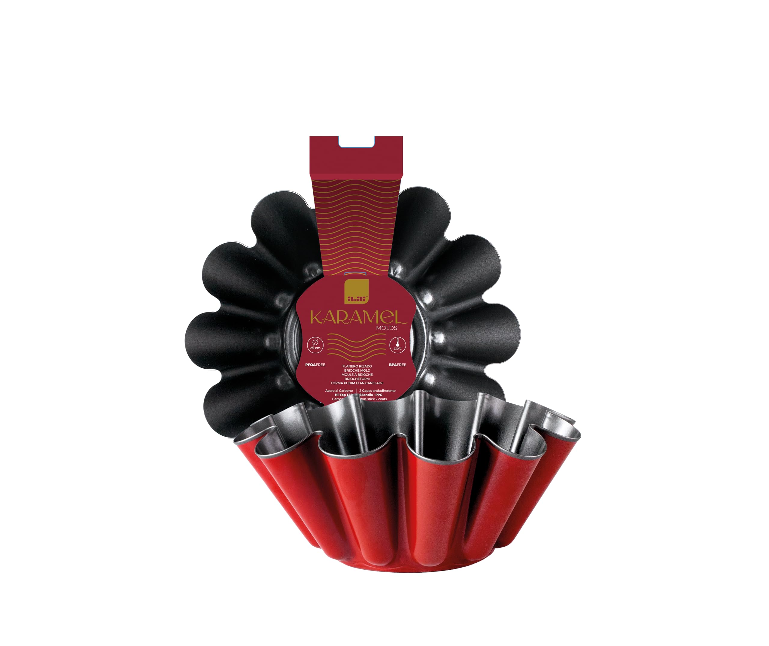 Ibili Red - Curly Flanero Karamel 22 Cm, Carbon Steel