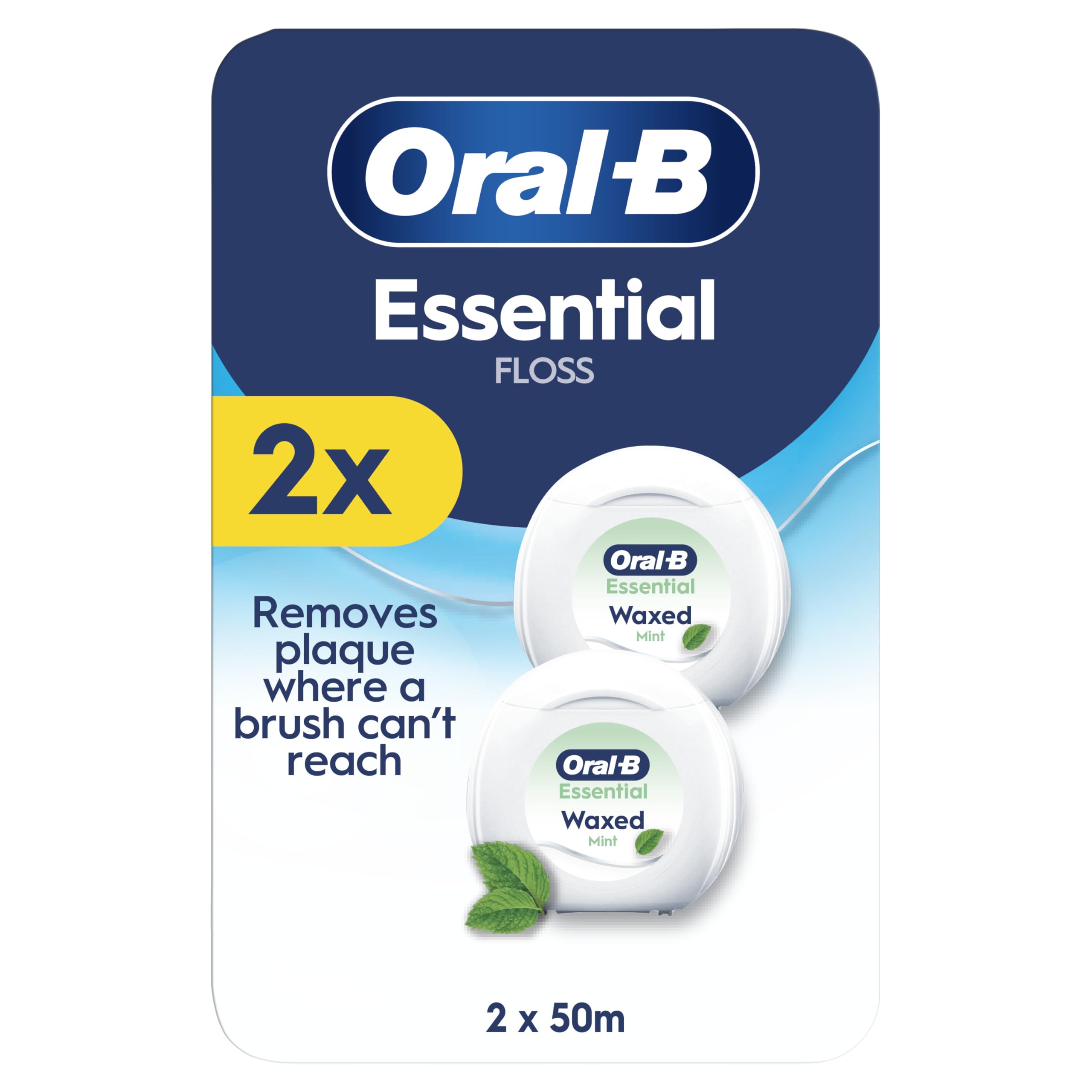 Oral-B Unisex Mint Essential Floss Waxed Duo Pack 50M