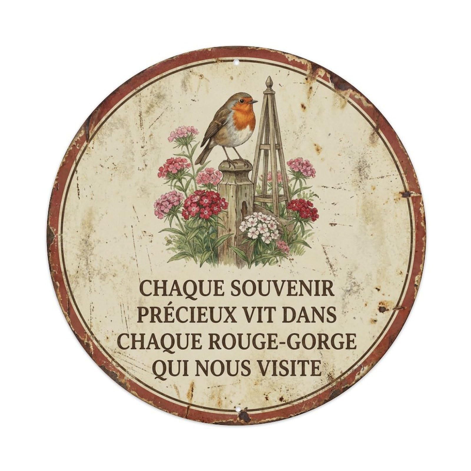 Tgrcjimh Style. Vintage Robin Bird Garden Quote Souvenir Metal Tin Sign