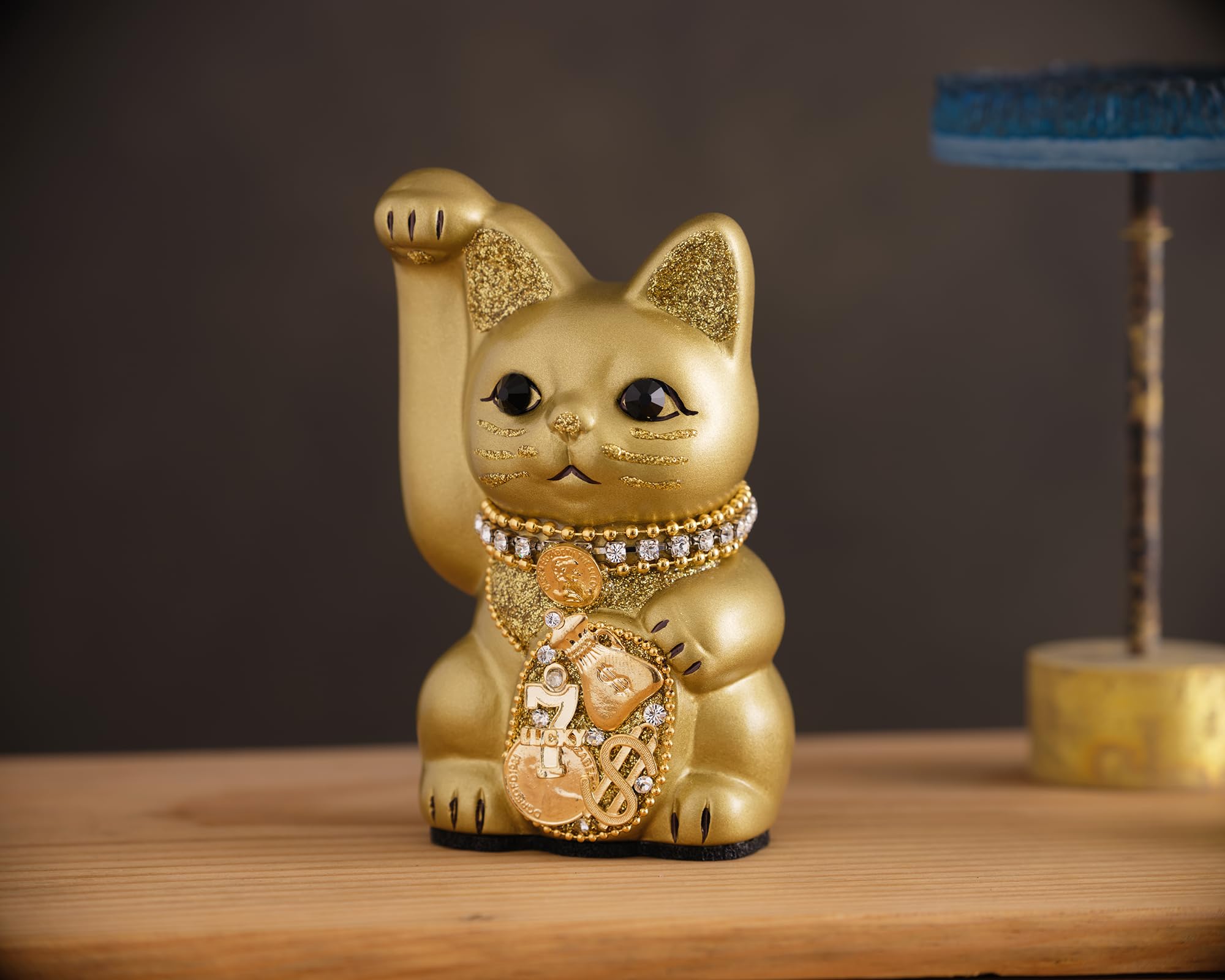 Amazon.co.jp: ご縁猫 ミリオネアキャット(S-SIZE 金 Gold）右手あげ