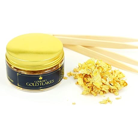 Barnabas Blattgold Genuine Edible Gold Flakes (150mg/Jar) - Elevate Your Culinary Masterpieces...