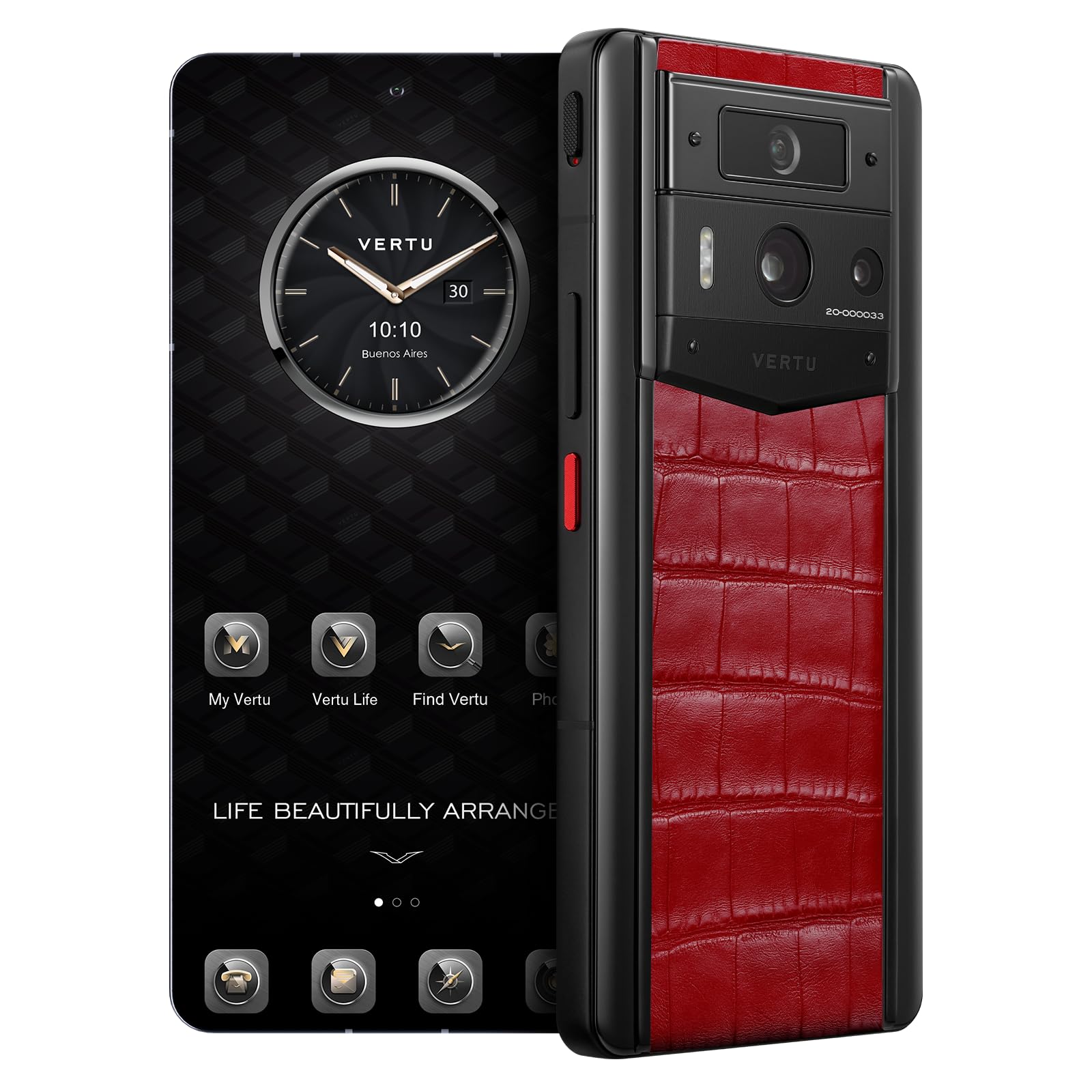 VERTUMETA 2 Alligator Skin 5G AI Phone, Unlocked Android Web 3.0 Smartphone, 3 Systems, 50MP Camera, 120Hz 1.5K 1260×2800 AMOLED Display, Dual SIM, 65W Fast Charge (Flame Red, 512 GB)