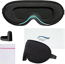 360 RELIEF Sleep Eye Mask - 100% Blackout, Zero Eye Pressure, Adjustable Strap - Ideal Eye Mask for Sleeping, Travel Essentials for Women & Men + Ear Plugs & Laundry Bag