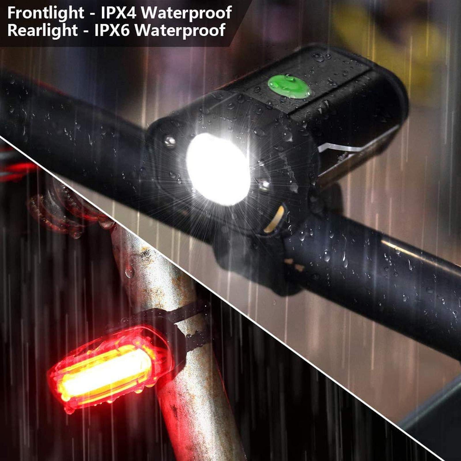 EISTEE Luces de Bicicleta, Luces de Bicicleta, Luces de Bicicleta, Juego de Luces de Bicicleta Recargables por USB, Faro y Cola de Bicicleta superbrillantes