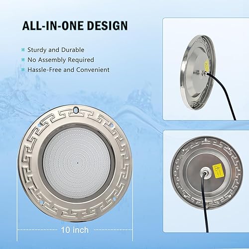 Miniatura 7 de Luces de piscina para piscina enterrada, luz LED grande de 10 pulgadas para piscina enterrada multicolor con cable de 50 pies para nicho húmedo,