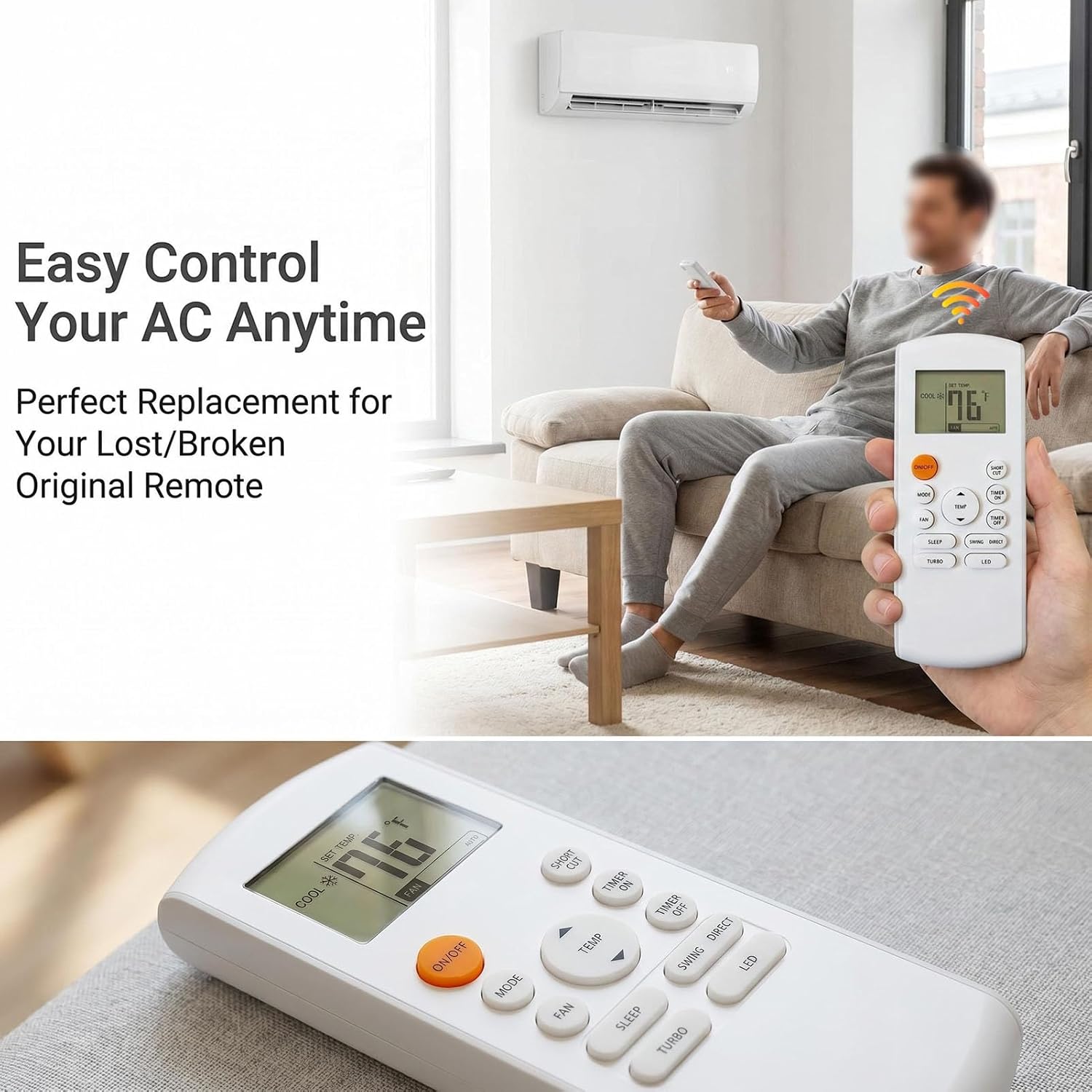 Replacement Remote Control for Midea MRCOOL FRIMEC Klimaire AC Air Conditioner R57B1/BGE RG52A2/BGEFU1 RG57/BGE RG57A/BGE RG57A1(B)/BGE RG57B/BGE RG57B/BGEFU1